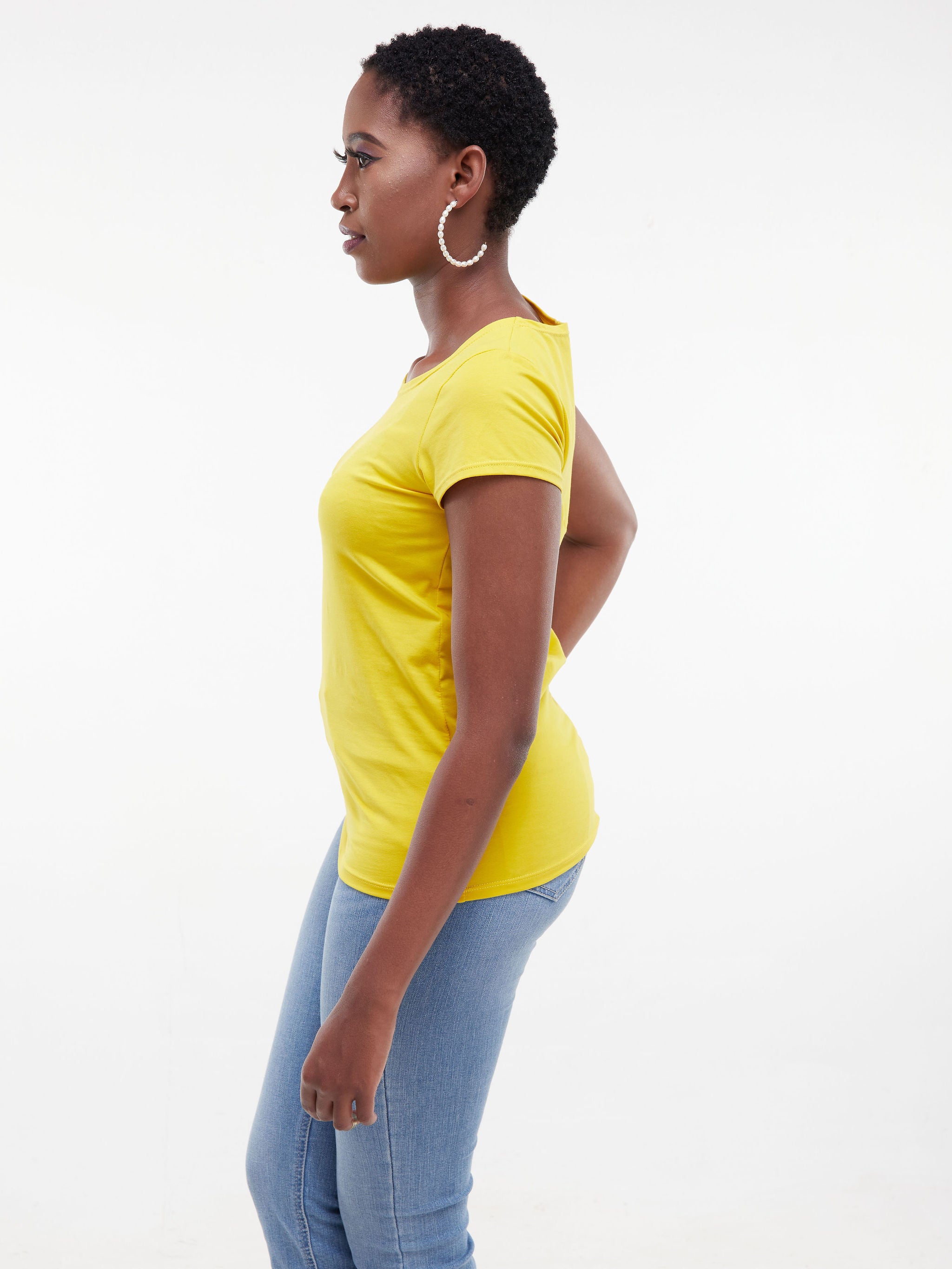 Vivo Basic Val Cap Sleeve Top - Yellow