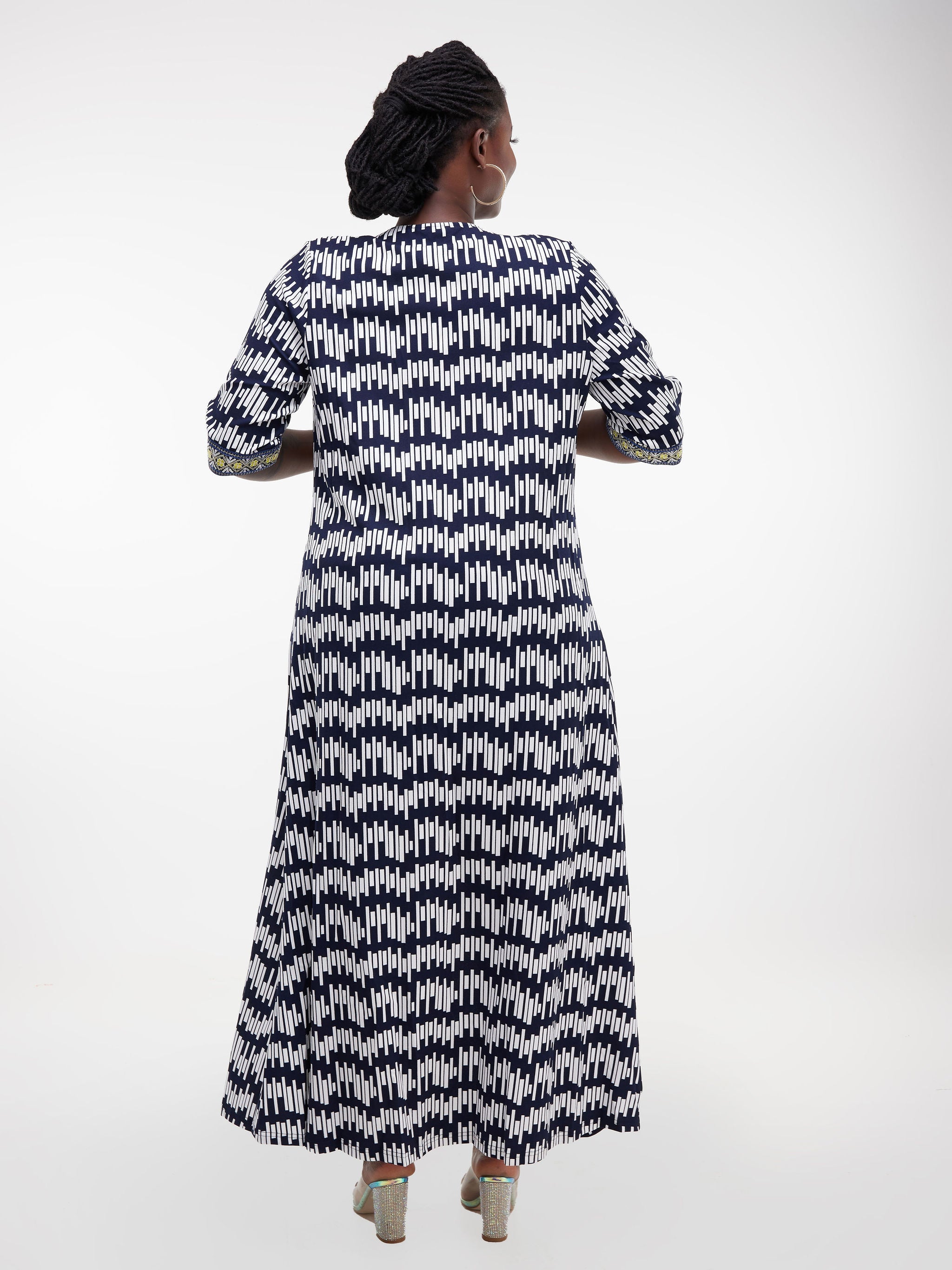 Unaku 3/4 Sleeve Kimono - Navy Blue Print