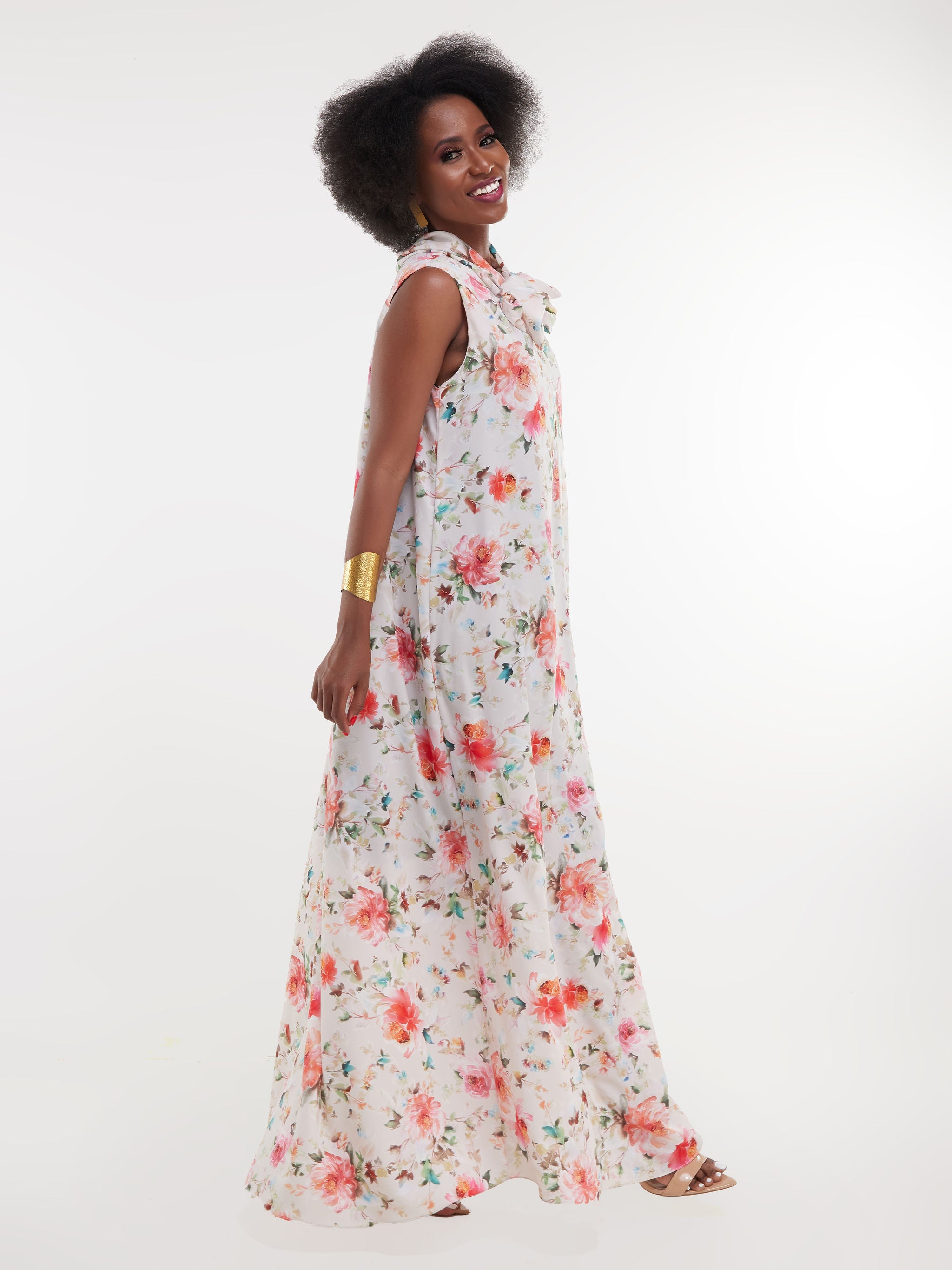 Vivo Bissa Reversible Maxi Dress - Pink Floral Print