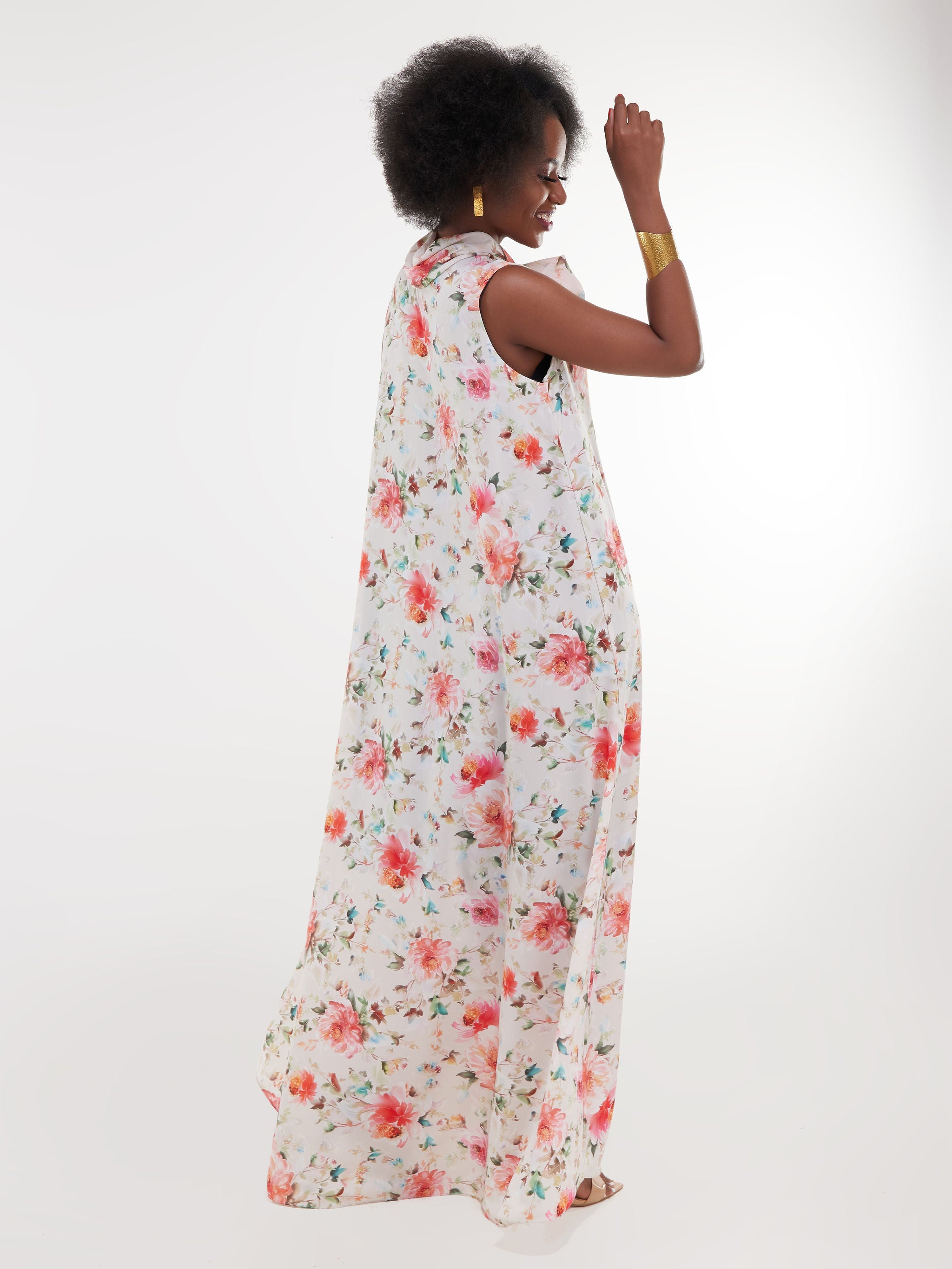 Vivo Bissa Reversible Maxi Dress - Pink Floral Print