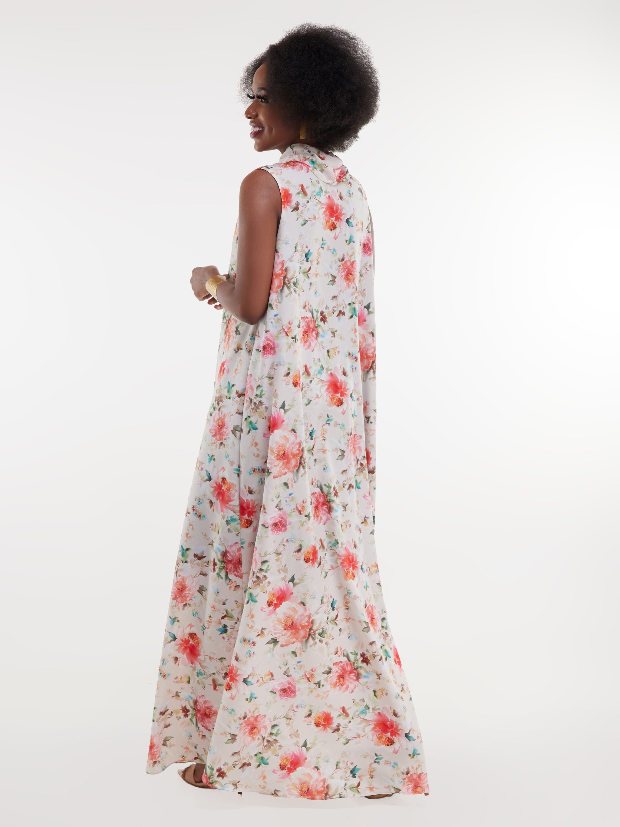 Vivo Bissa Reversible Maxi Dress - Pink Floral Print