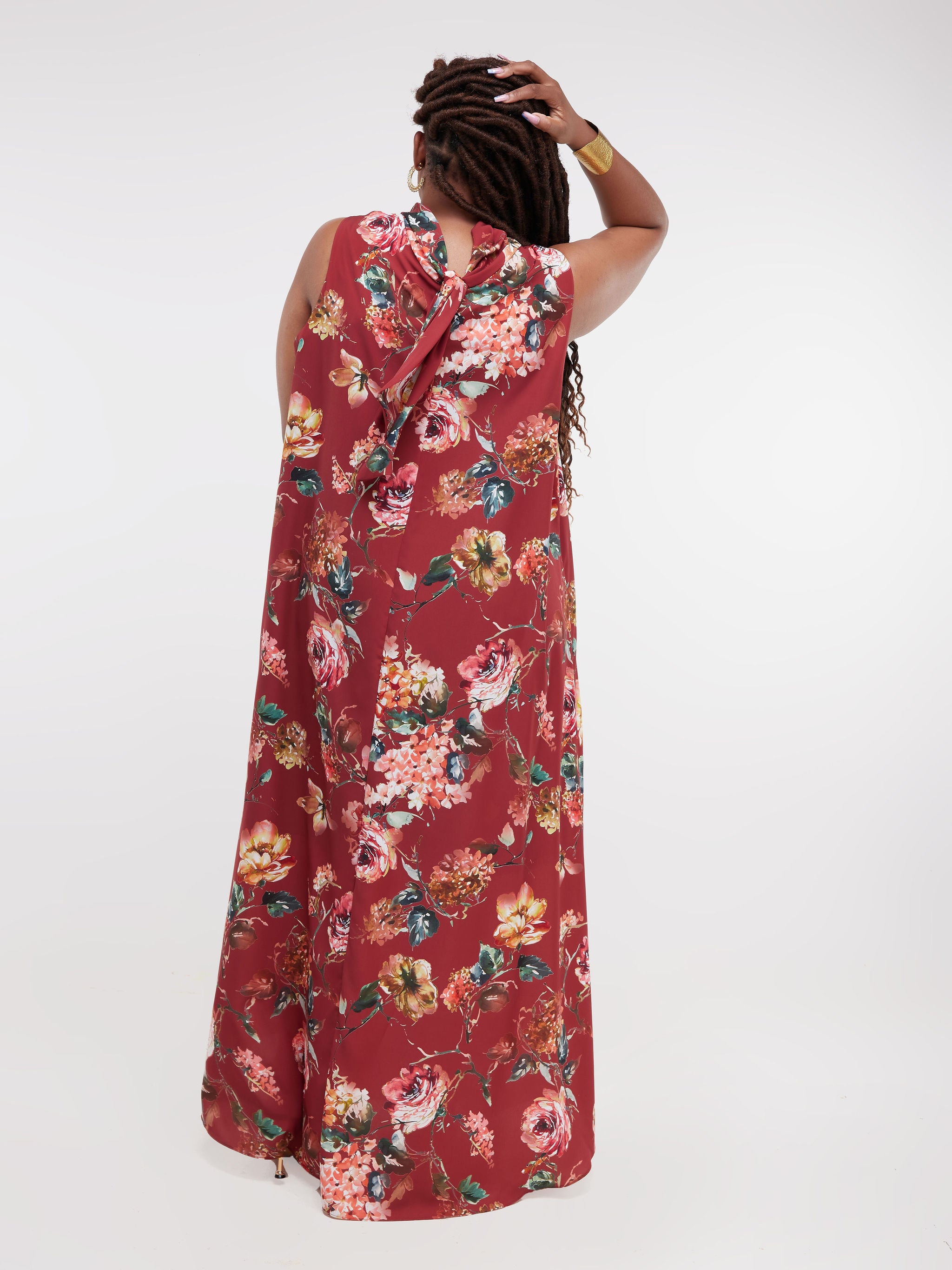 Vivo Bissa Reversible Maxi Dress - Burgundy Floral Print