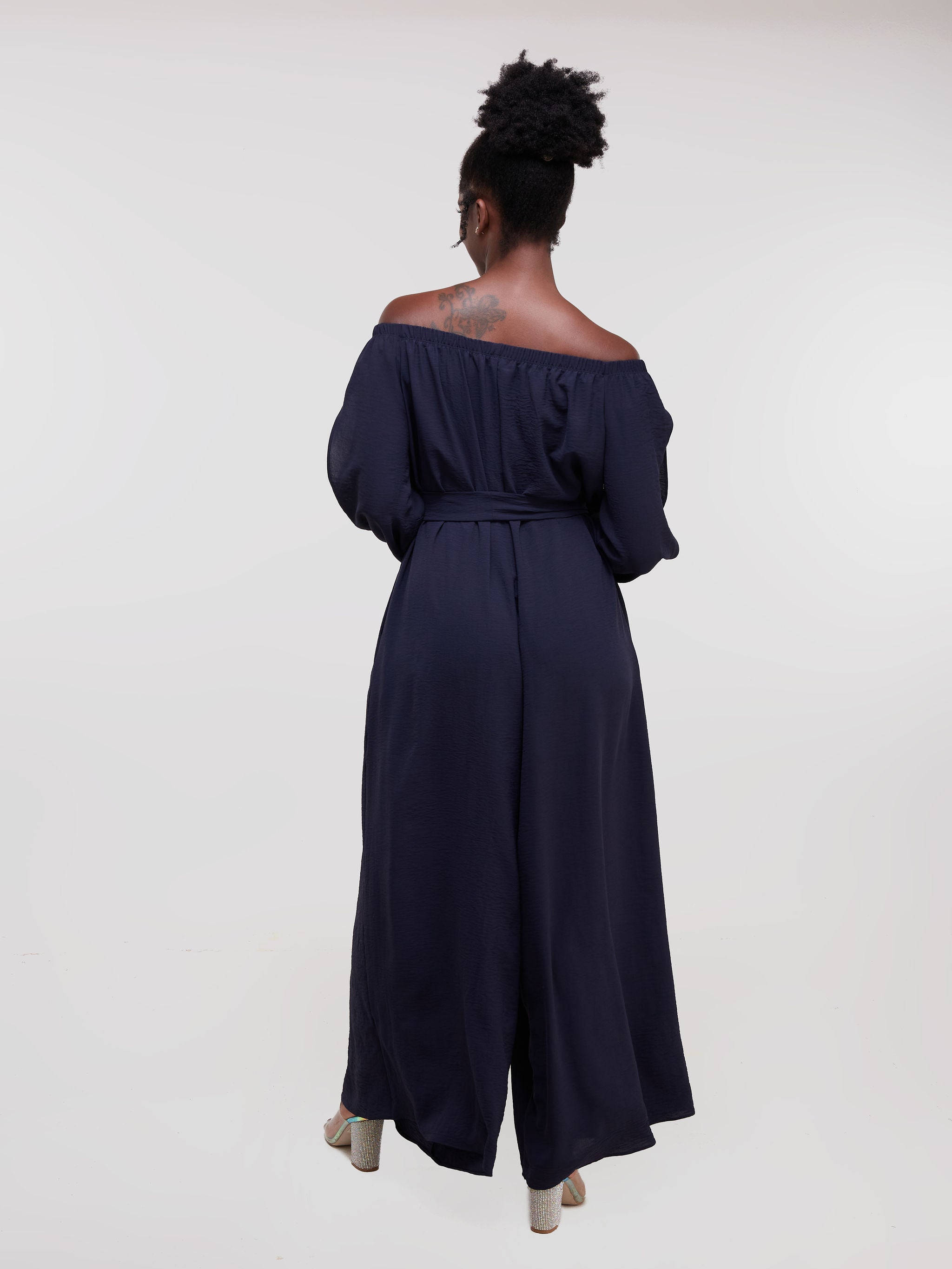 Vivo Dayo Off Shoulder Split Sleeve Jumpsuit - Navy Blue