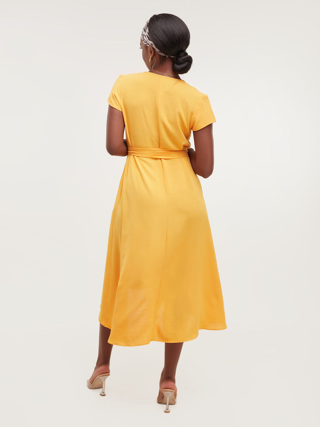 Vivo Basic V-neck Cap Sleeve Hi-low Dress - Yellow