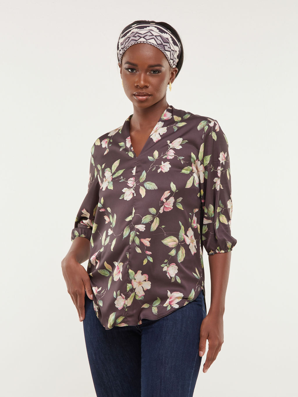 Safari Dua Shirt - Black Floral Print