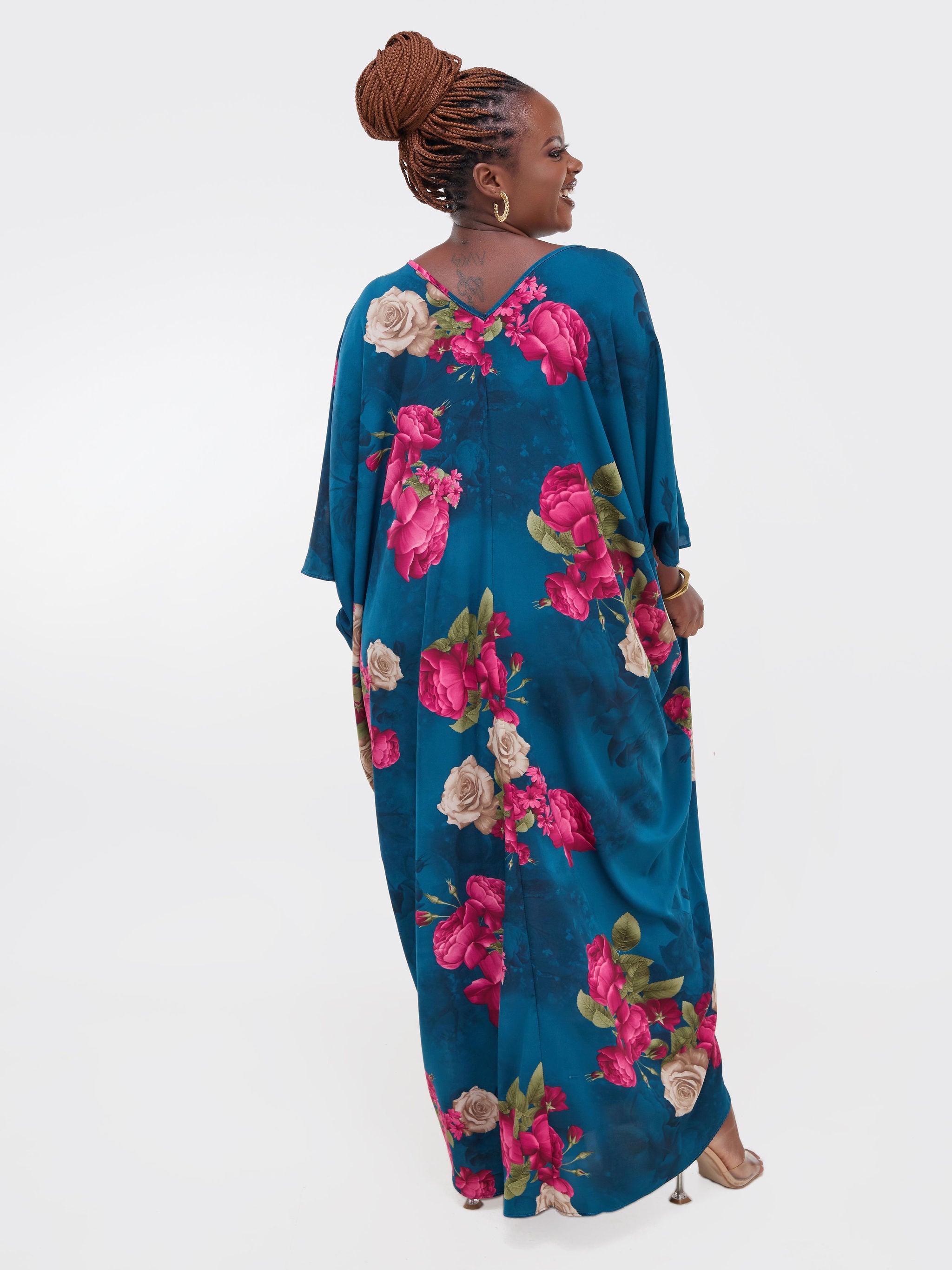 Safari Maisha Dolman Maxi Kaftan - Teal Floral Print