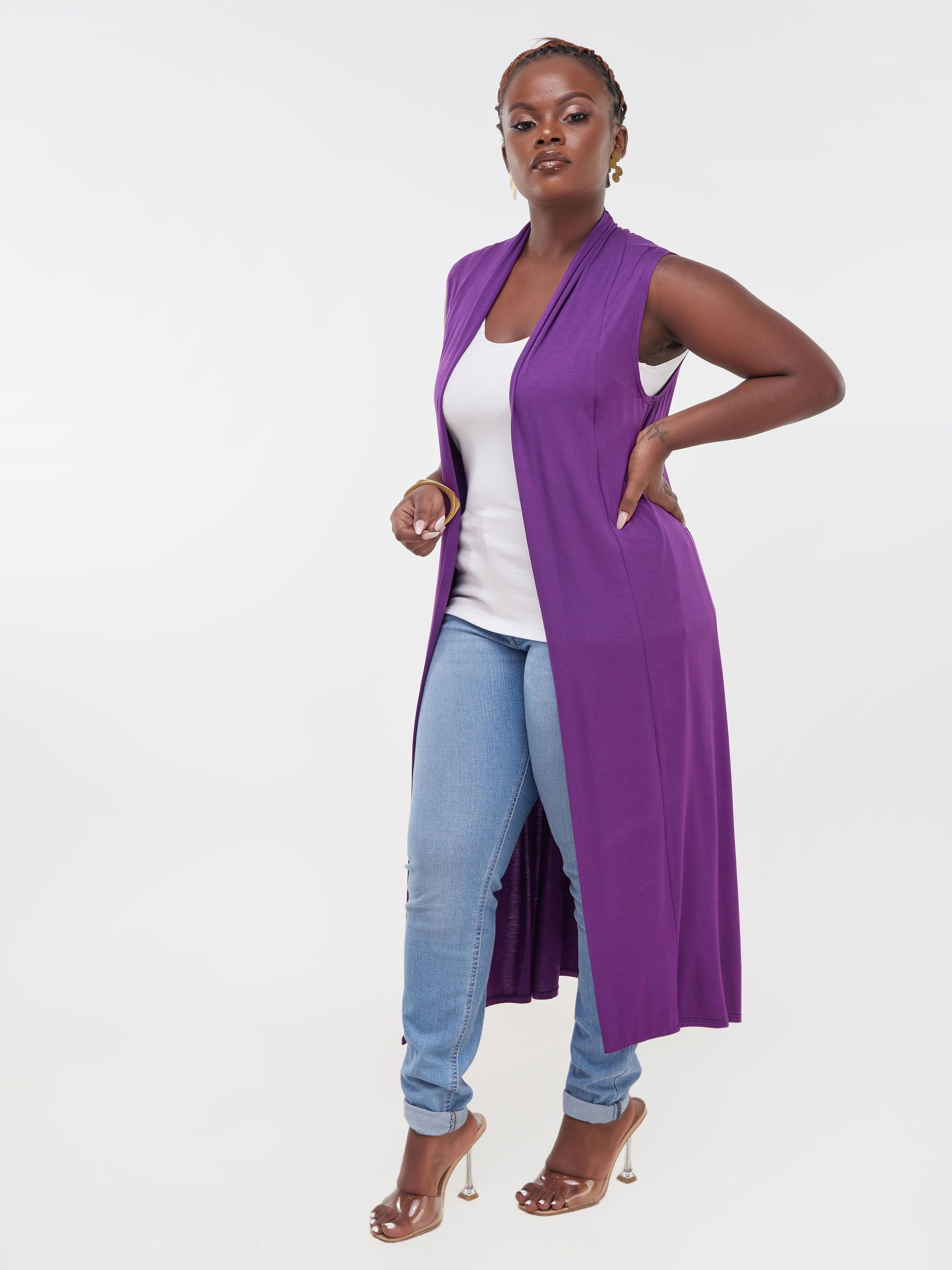 Vivo Basic Sleeveless Long Lily Waterfall - Purple