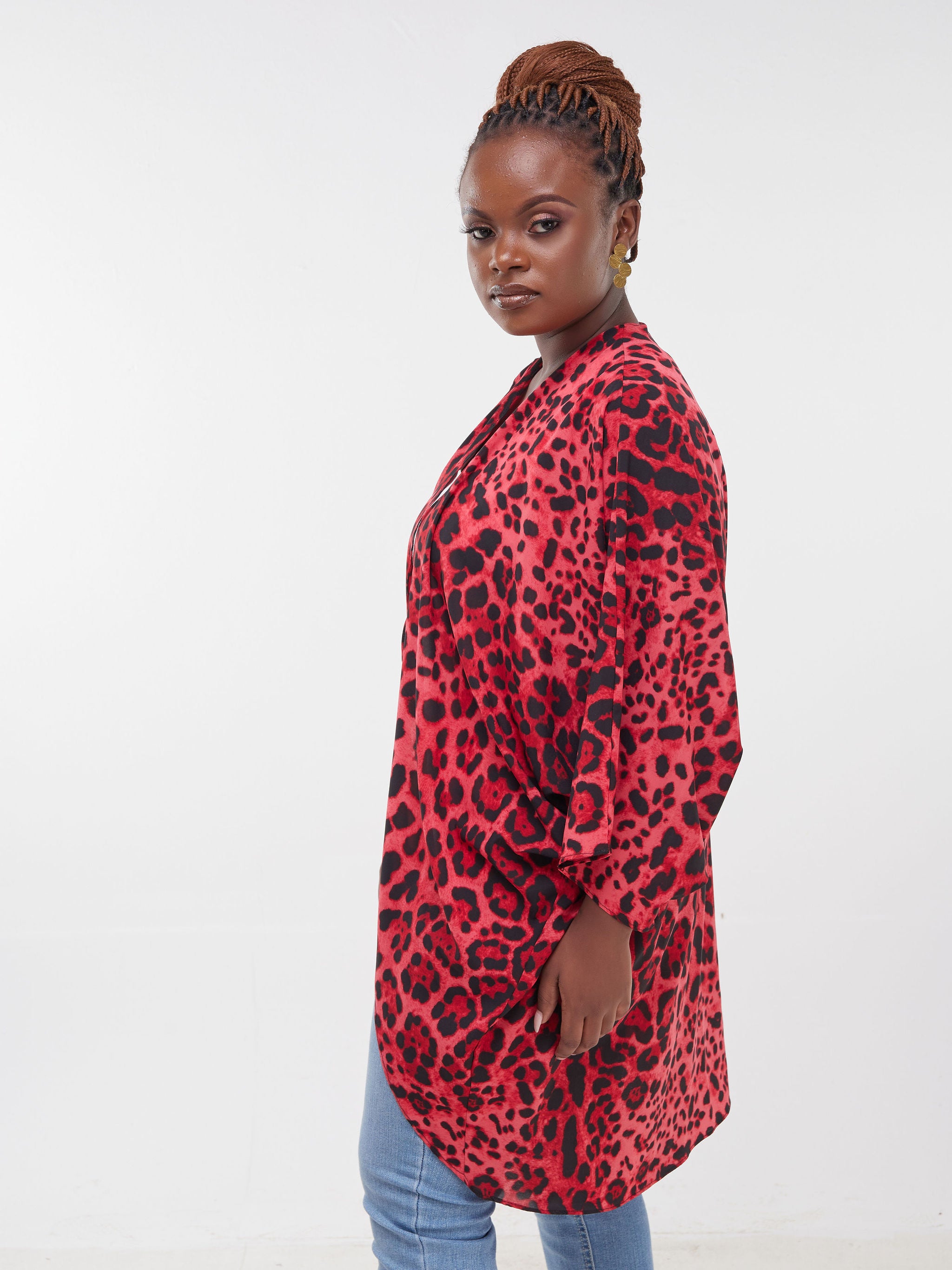 Safari Maisha Butterfly Waterfall - Black / Red Animal Print