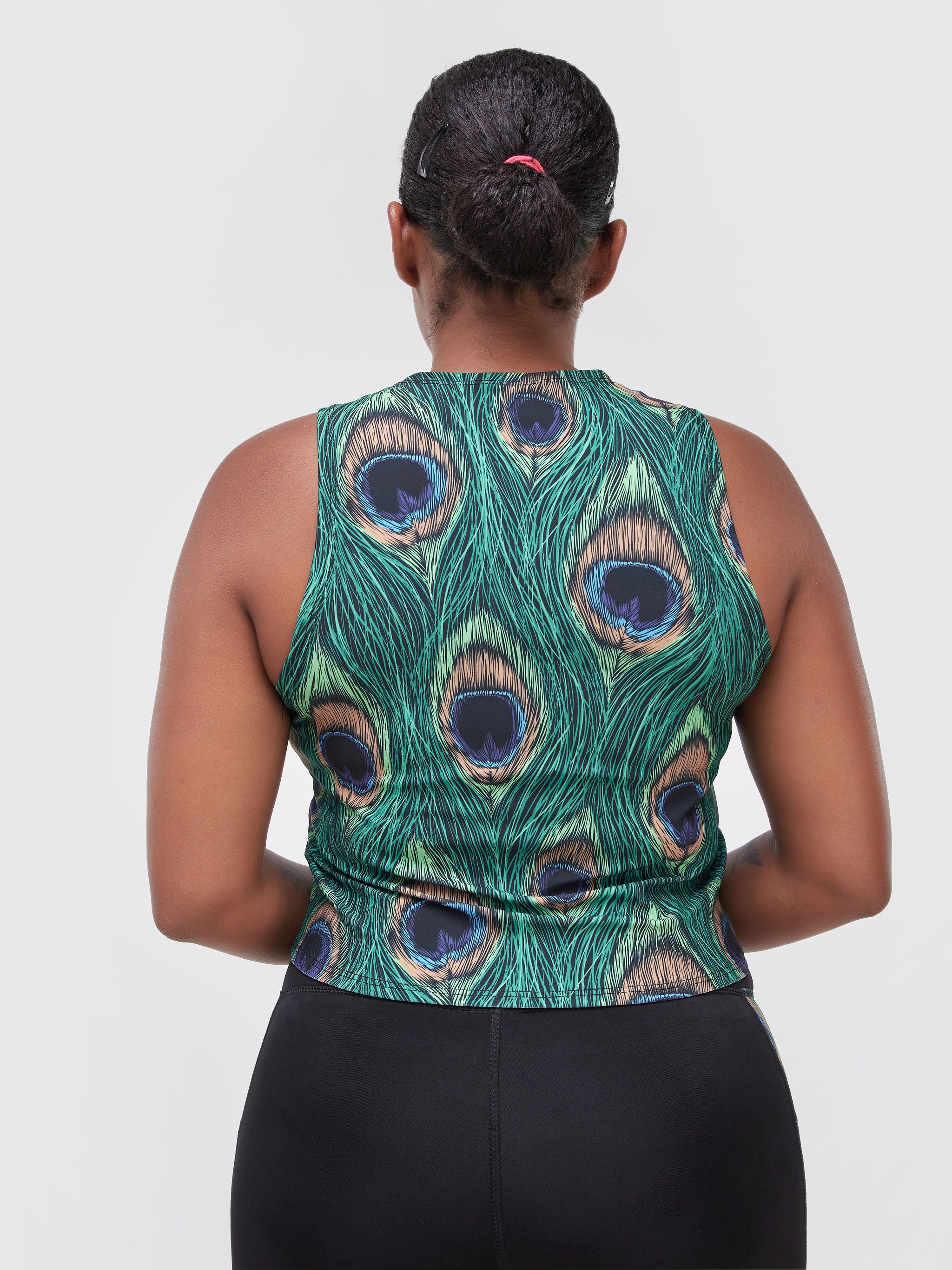 Zoya Fitness Loose Vest - Peacock Print