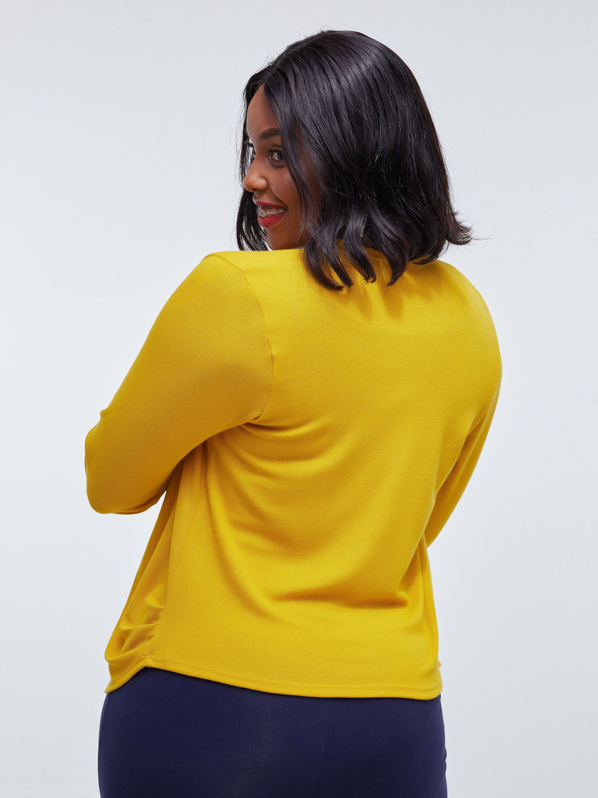 Vivo Short Side Pleat  Sweater - Mustard