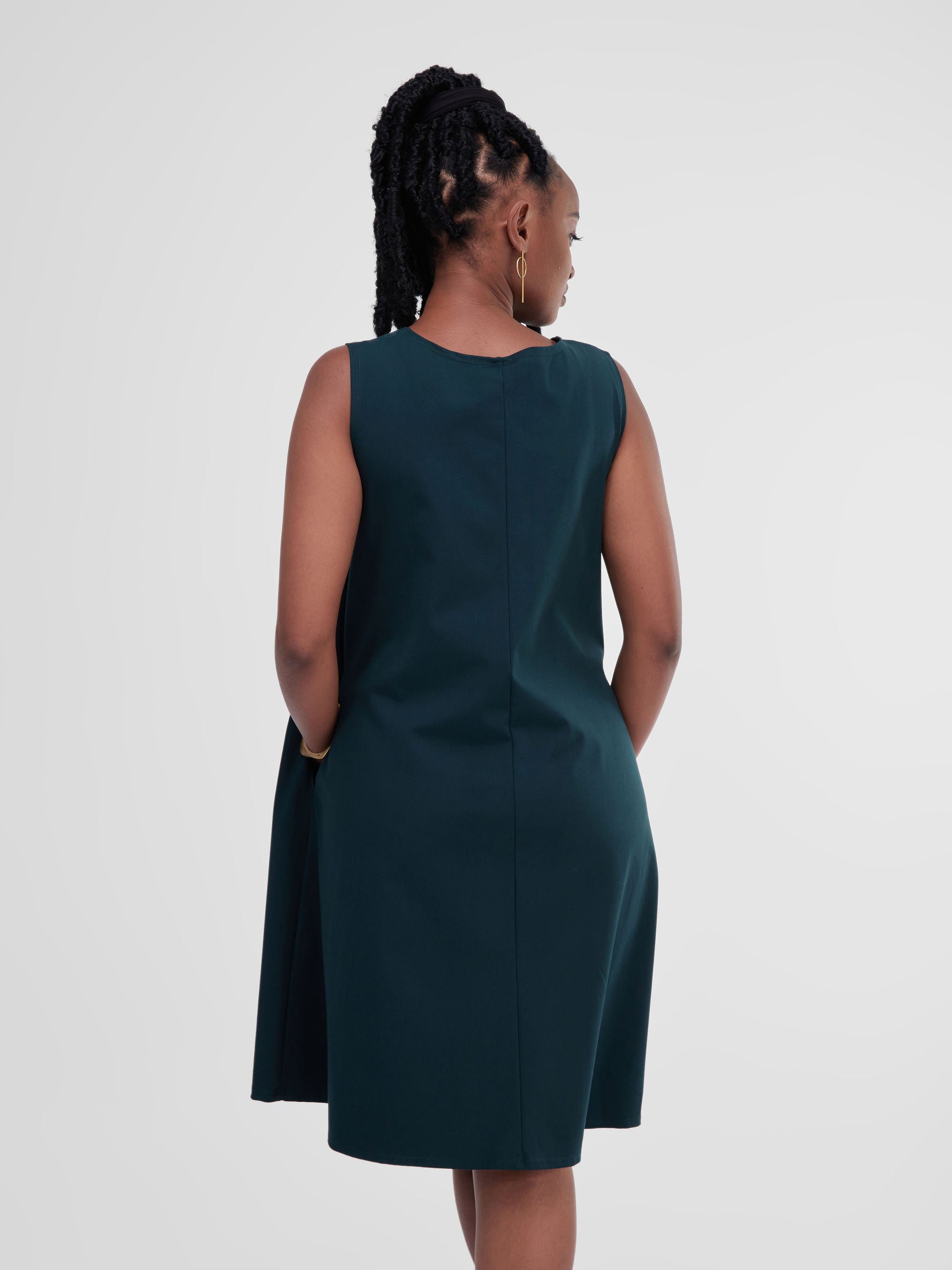Vivo Basic Sleeveless Kena Tent Dress - Dark Green