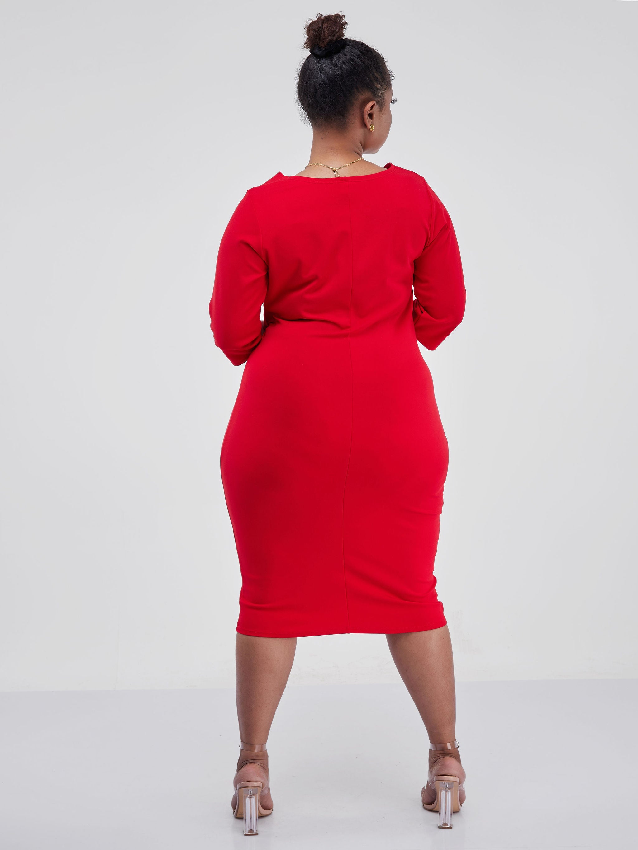 Vivo Basic 3/4 Sleeve Star Knot Top - Red