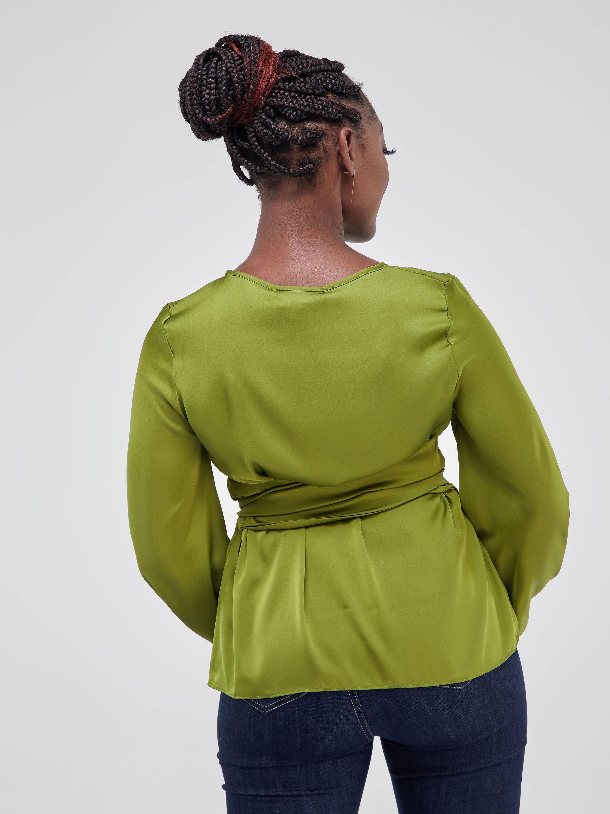 Safari Basic Satin Tie Top - Lime Green