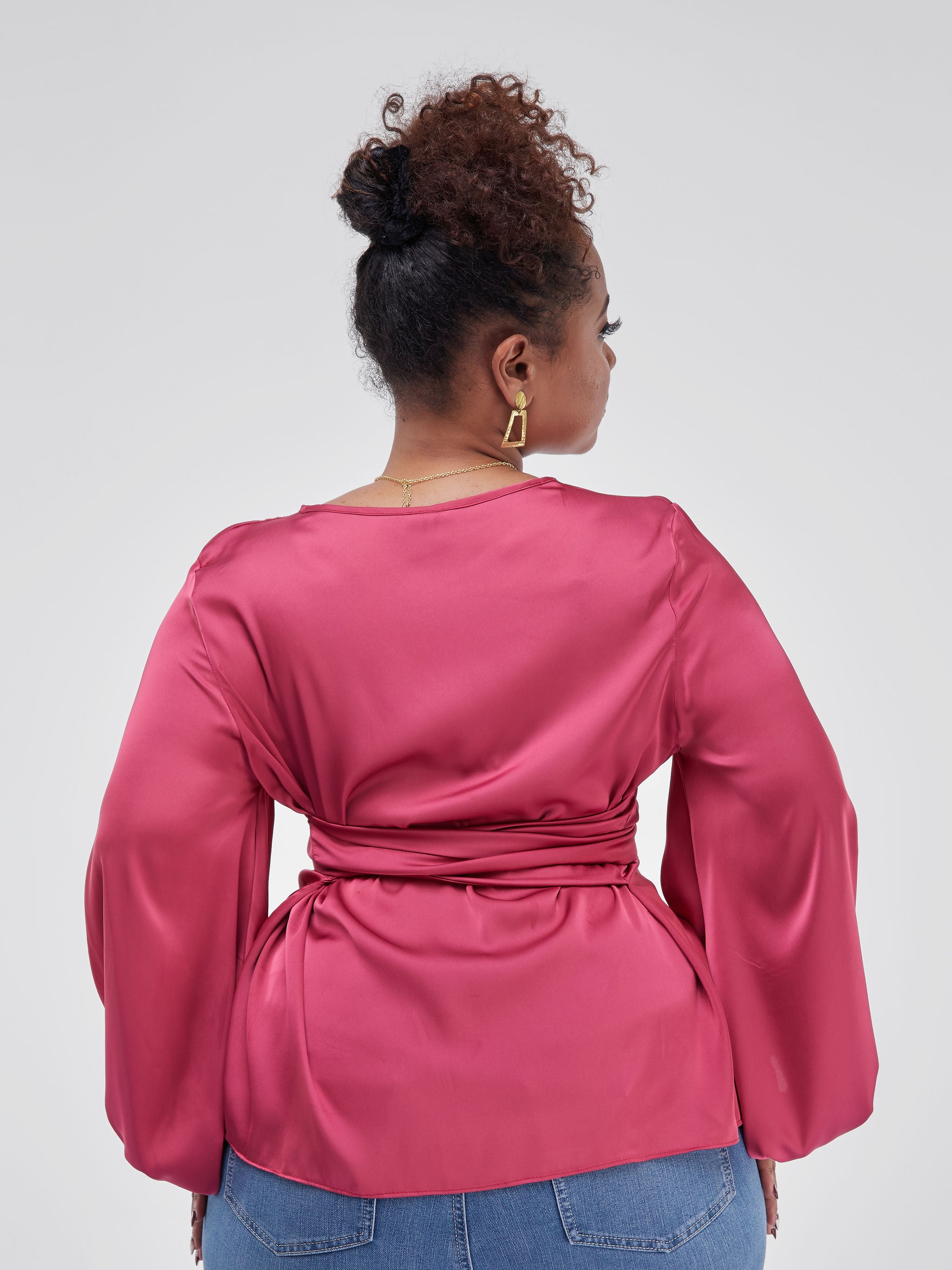 Safari Basic Satin Tie Top - Dry Rose