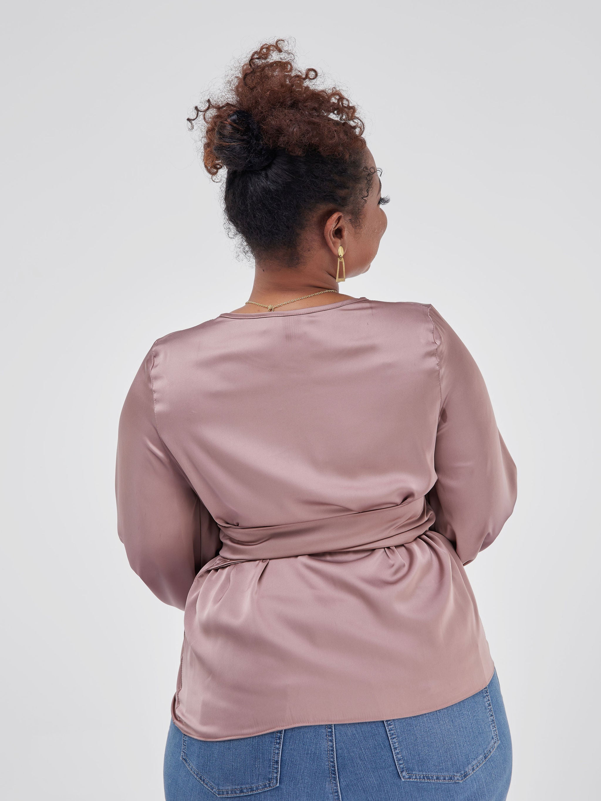 Safari Basic Satin Tie Top - Taupe