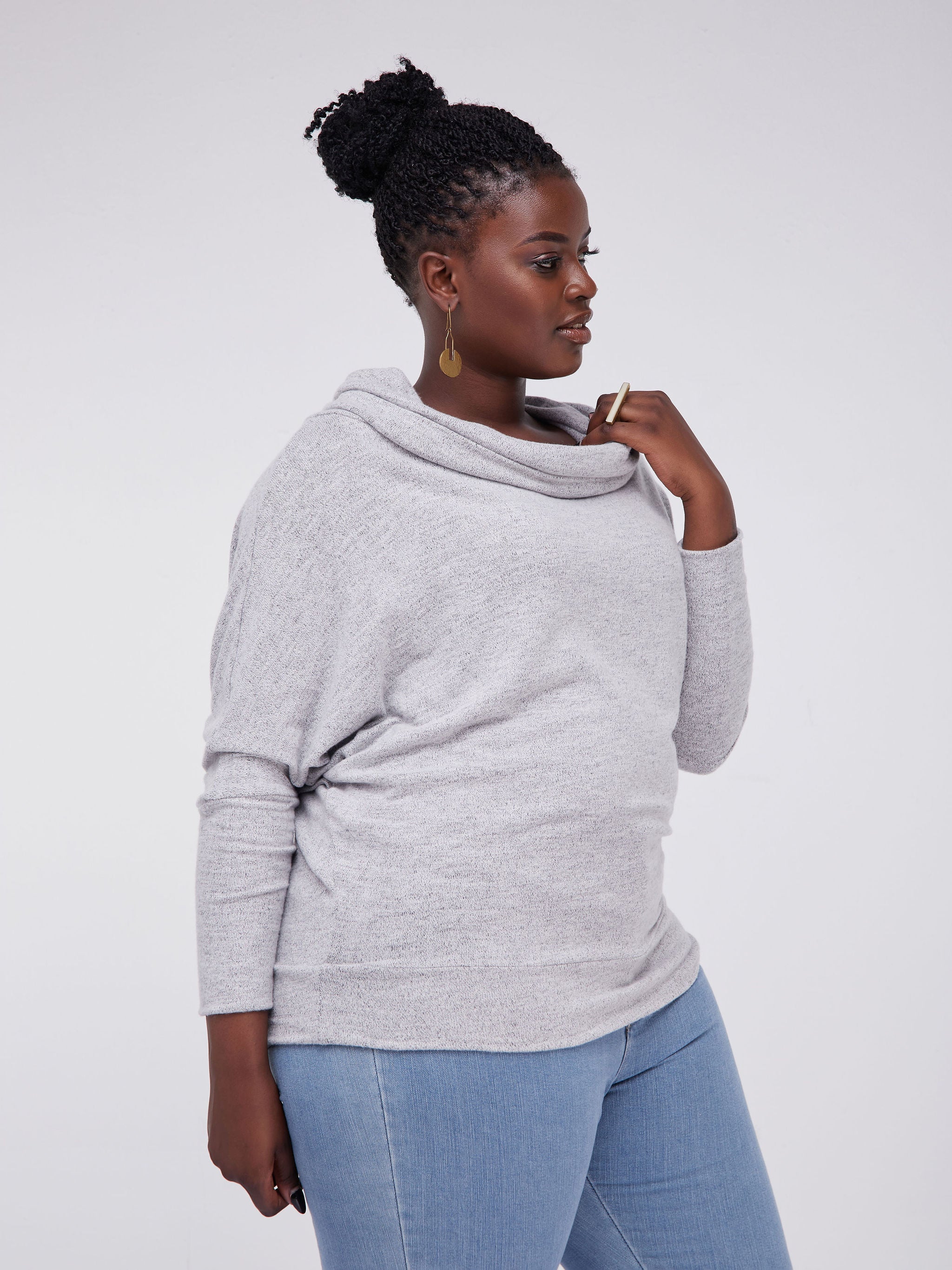 Vivo Dalia Off Shoulder Dolman Top - Grey