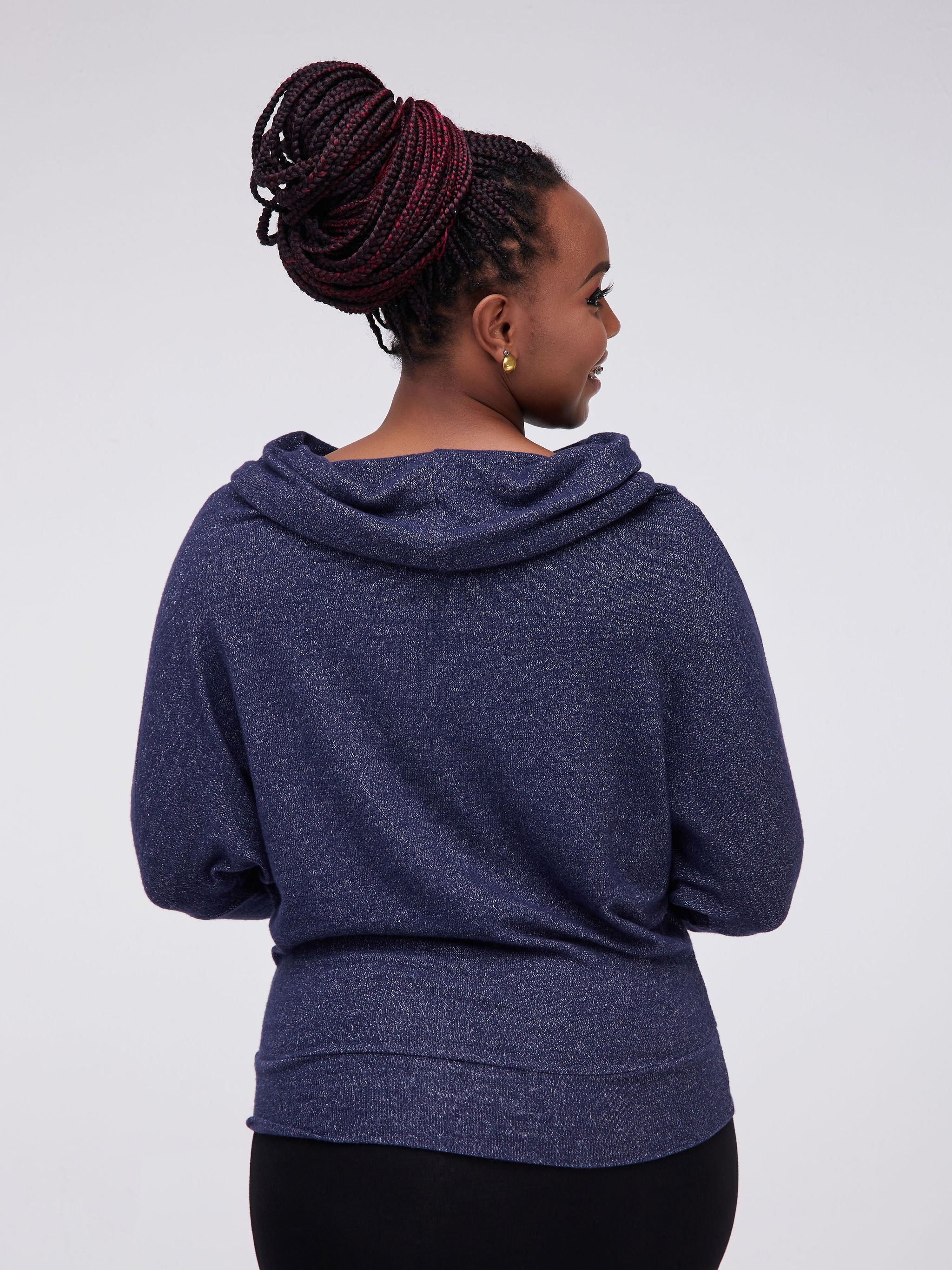 Vivo Dalia Off Shoulder Dolman Top - Navy Blue