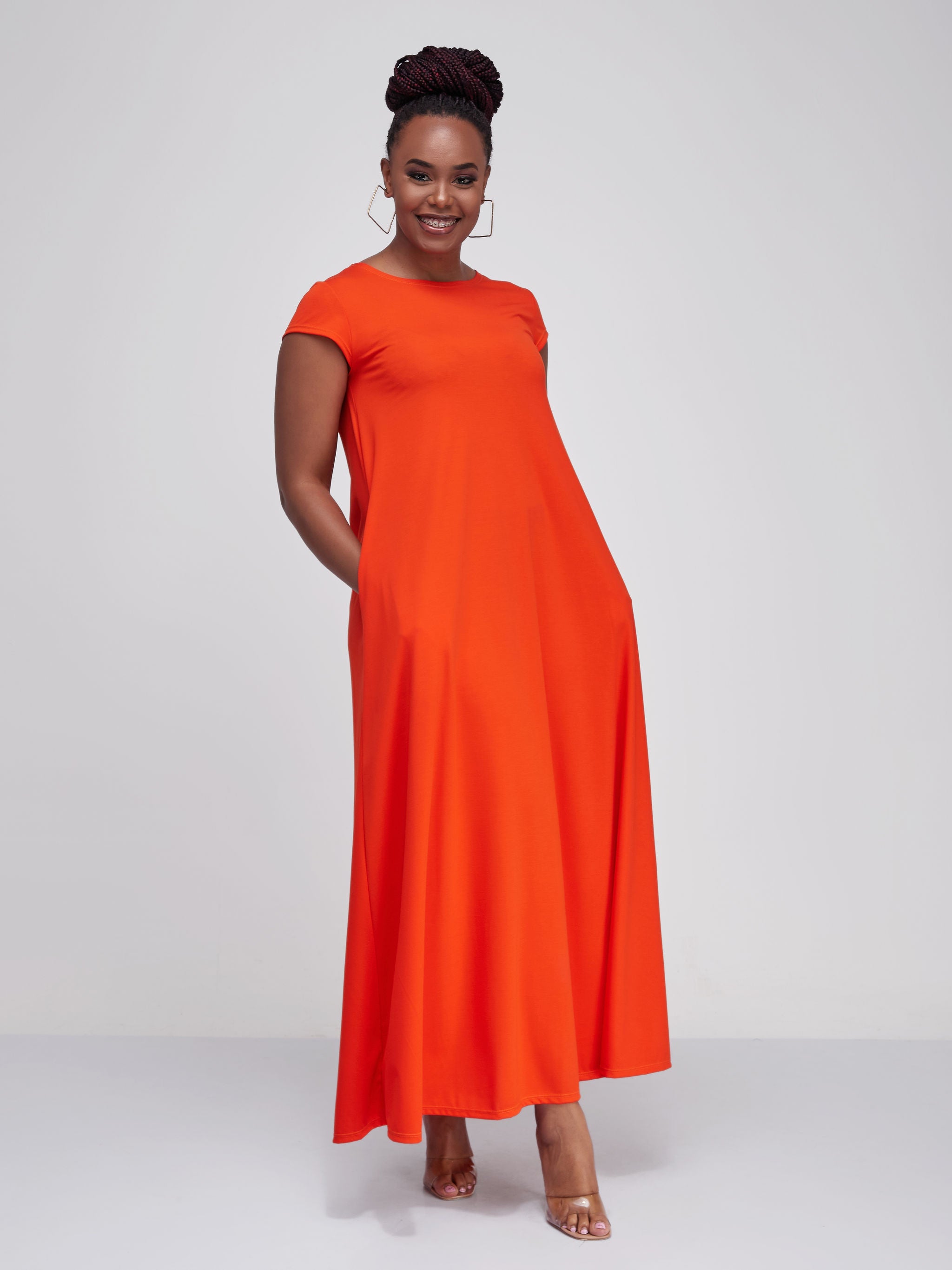 Vivo Basic Kena Tent Maxi Dress - Orange