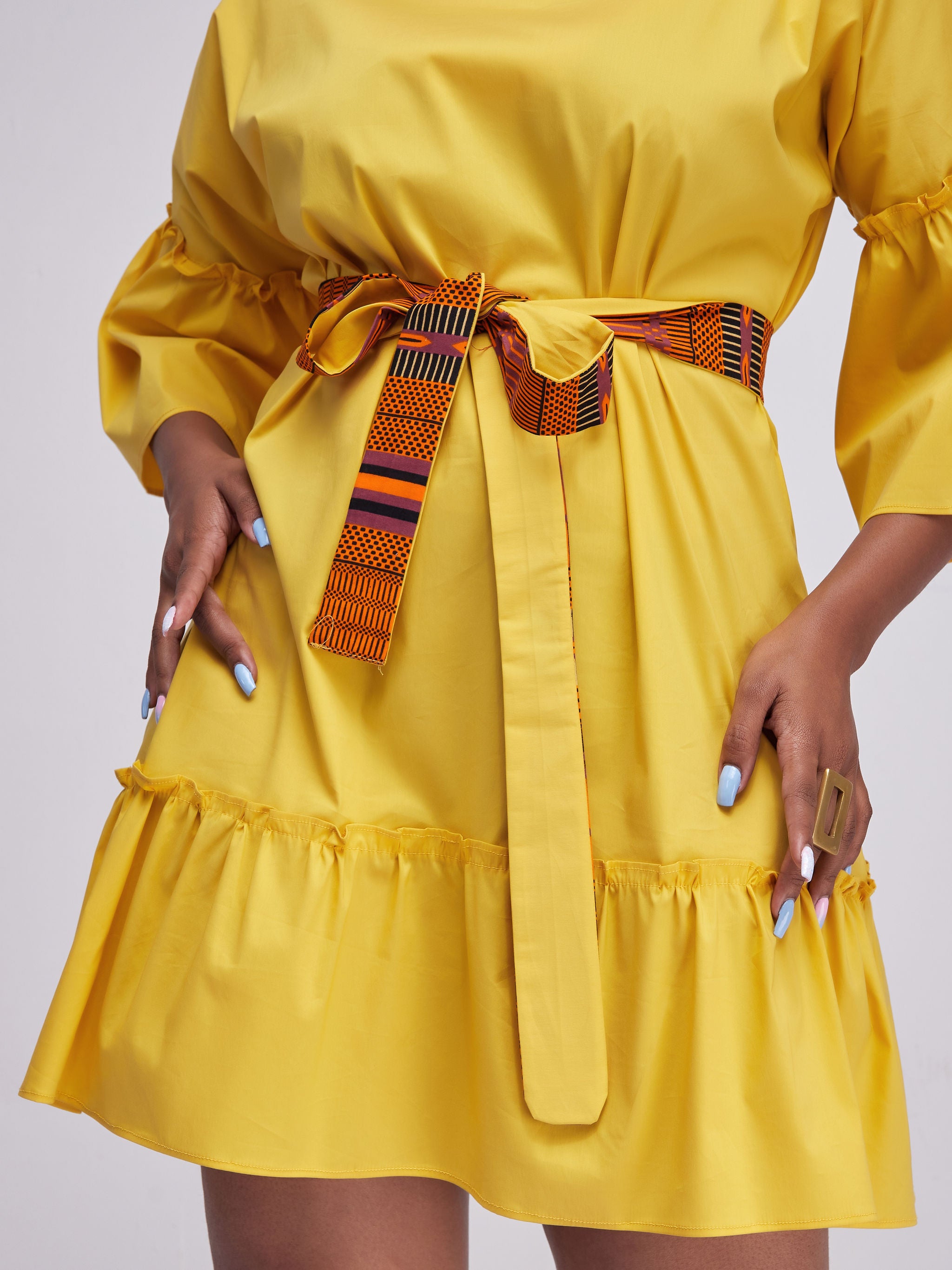 Safari Tawi Flounce Tent Dress - Mustard