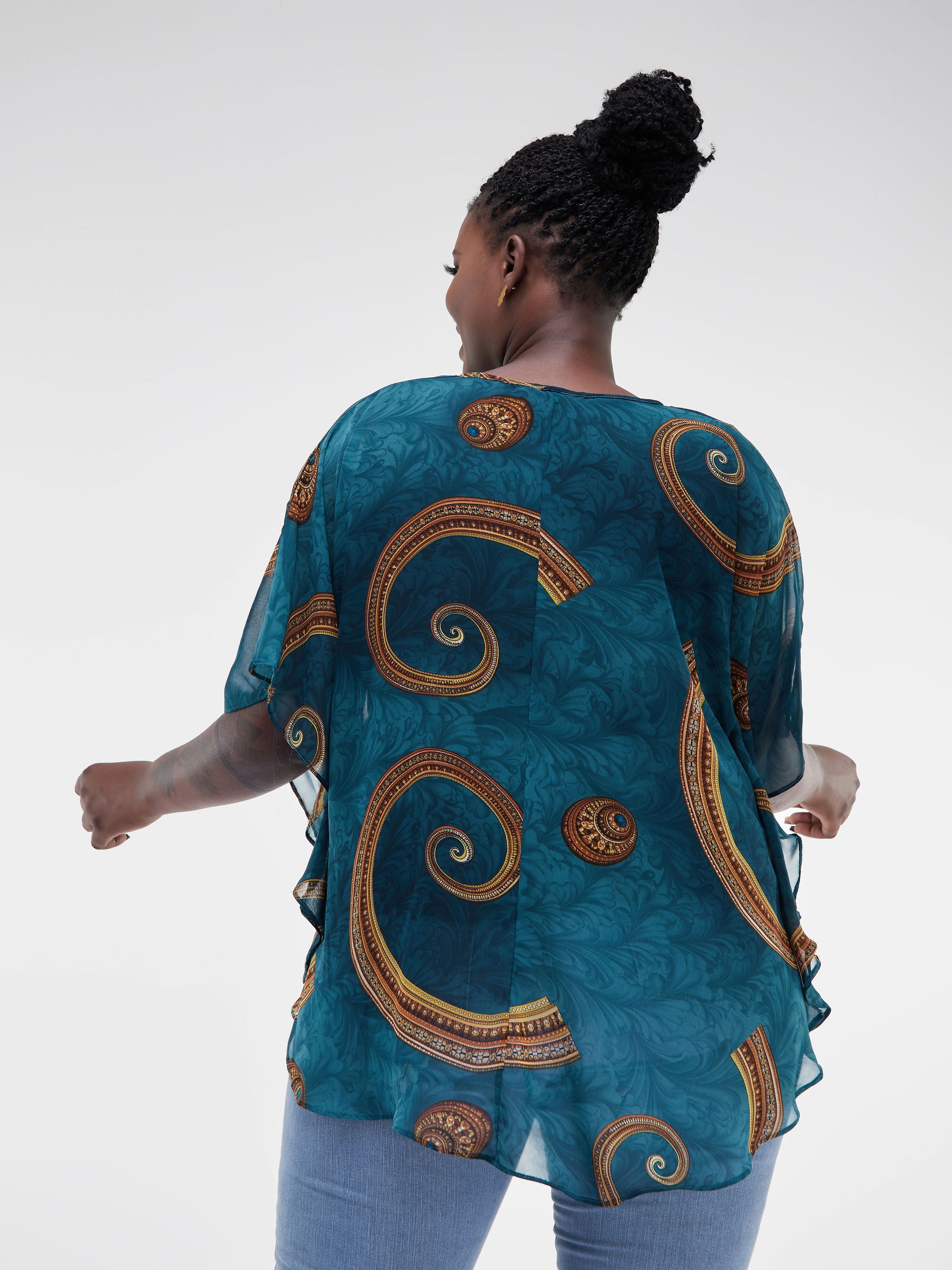 Vivo Bissa Chiffon Top - Light Teal Abstract Print