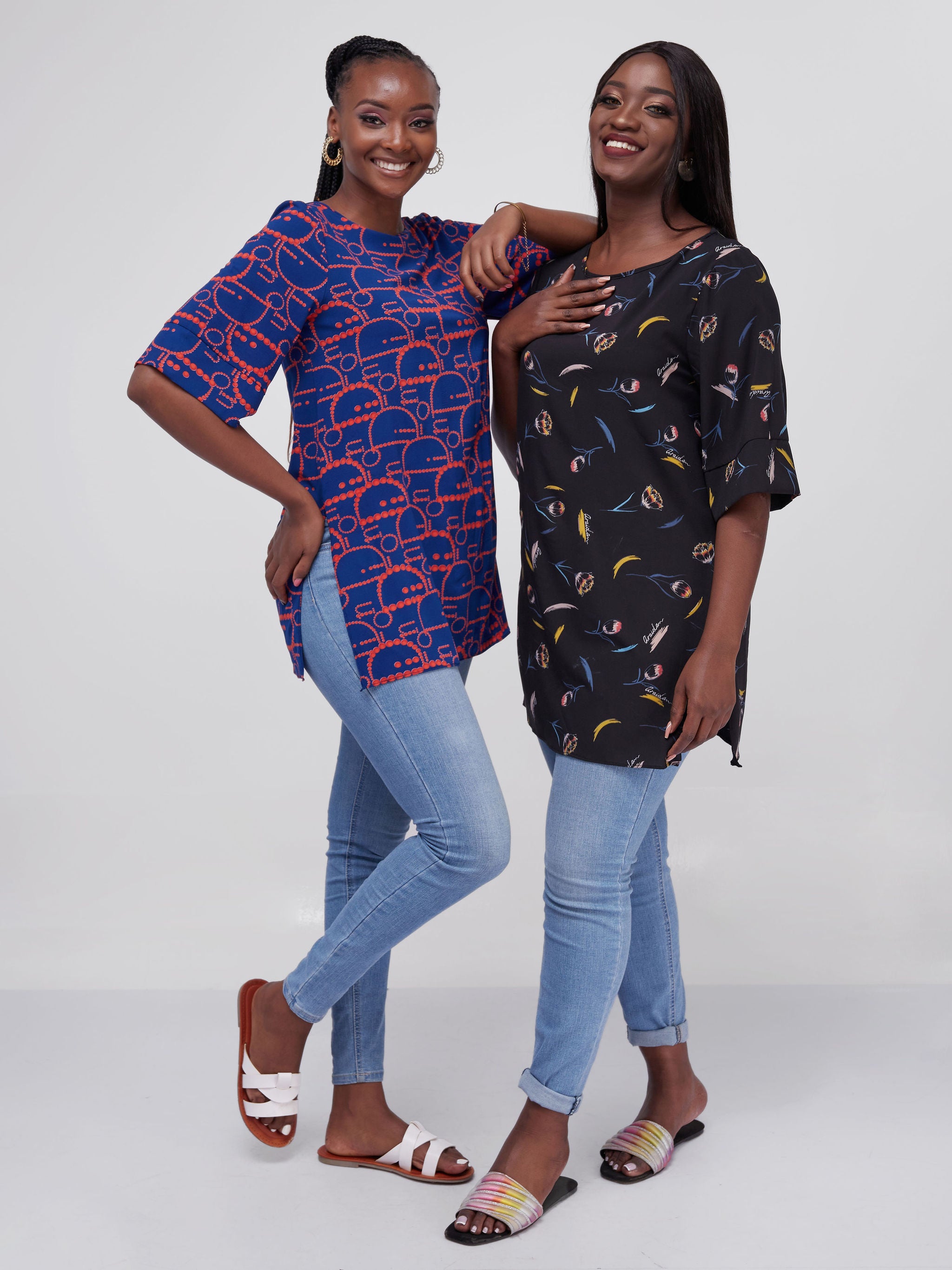 Safari Maisha Tunic Top - Black Print
