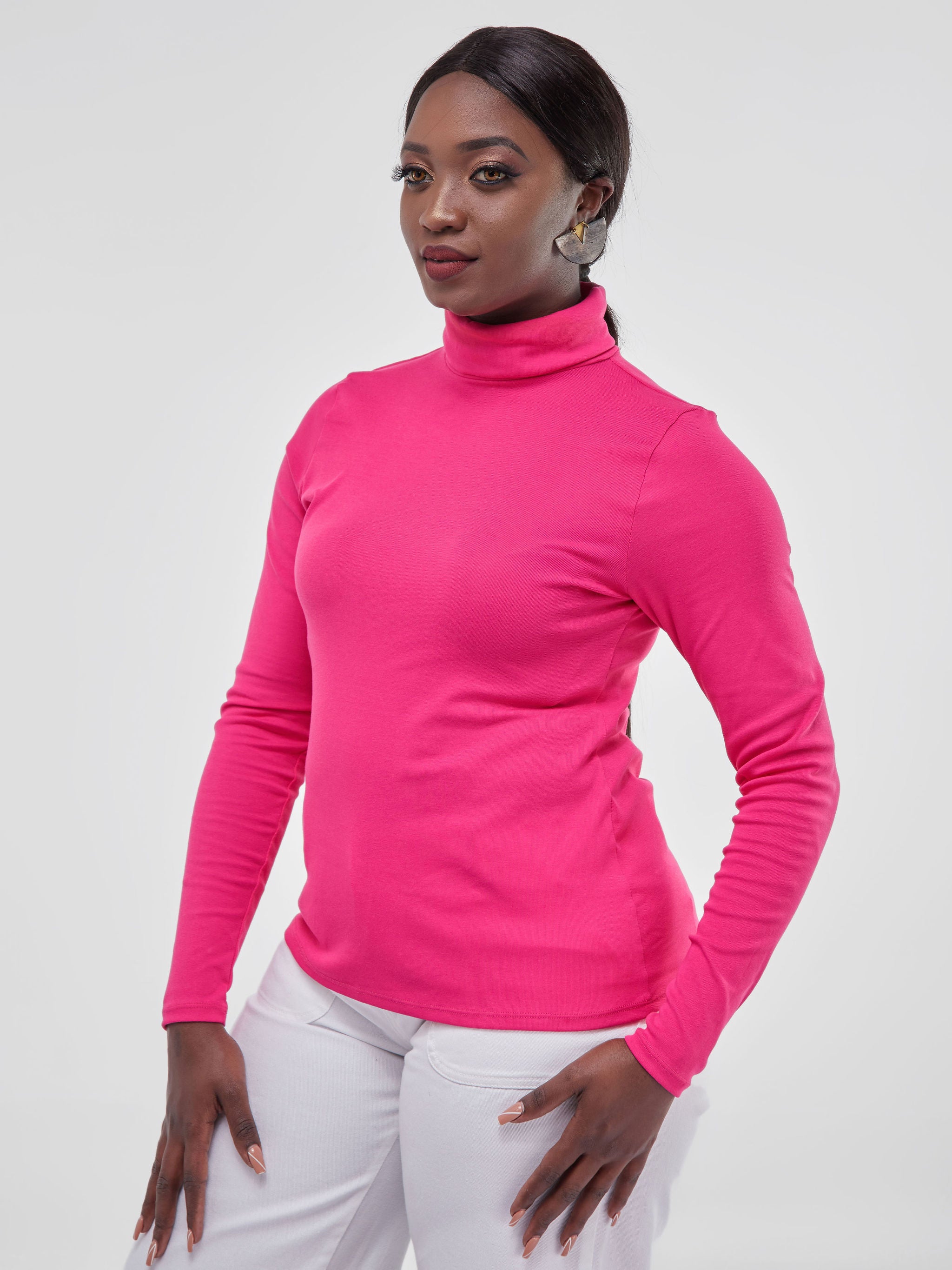 Vivo Basic Turtle Neck Top - Pink