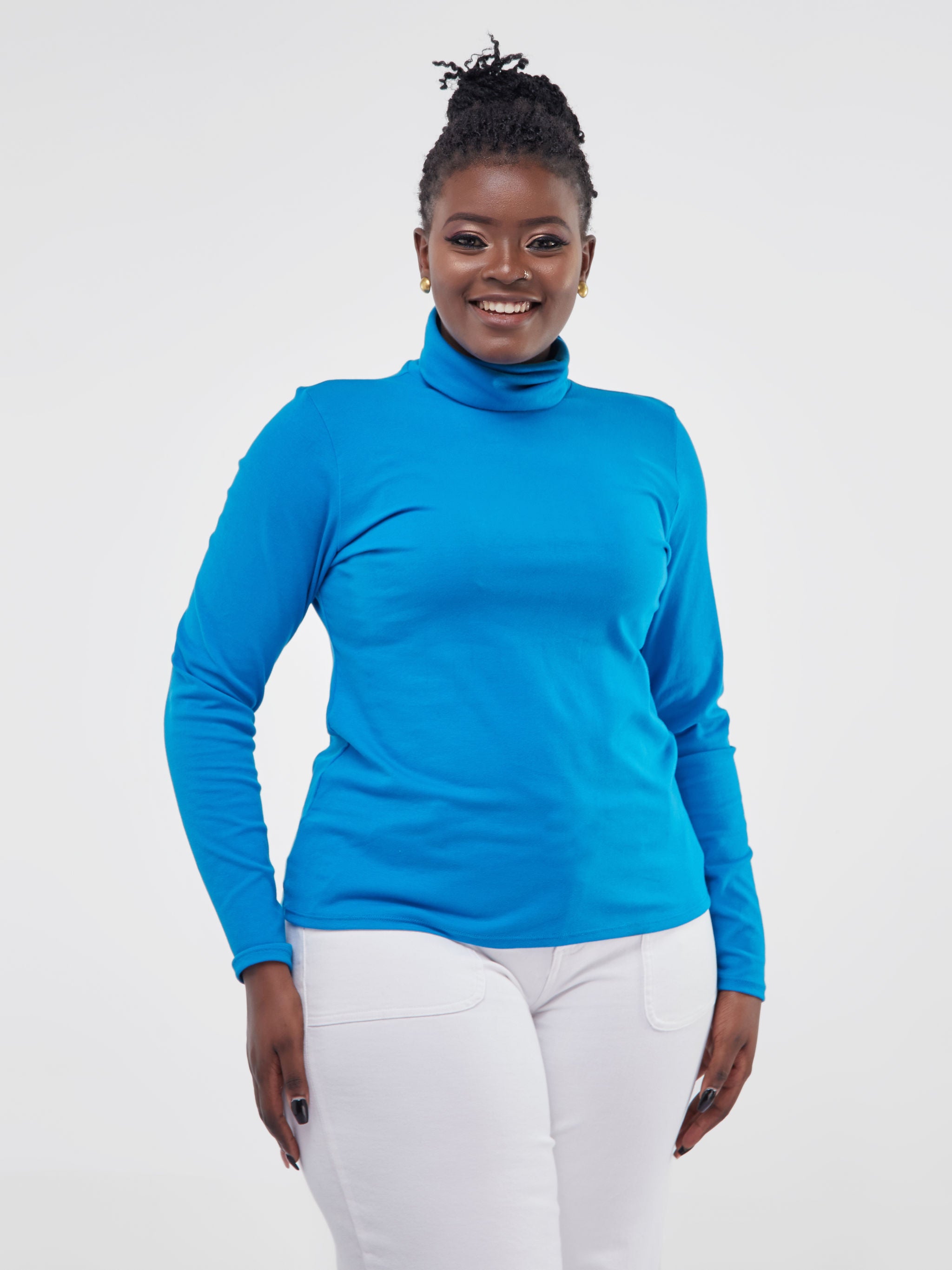 Vivo Basic Turtle Neck Top - Blue