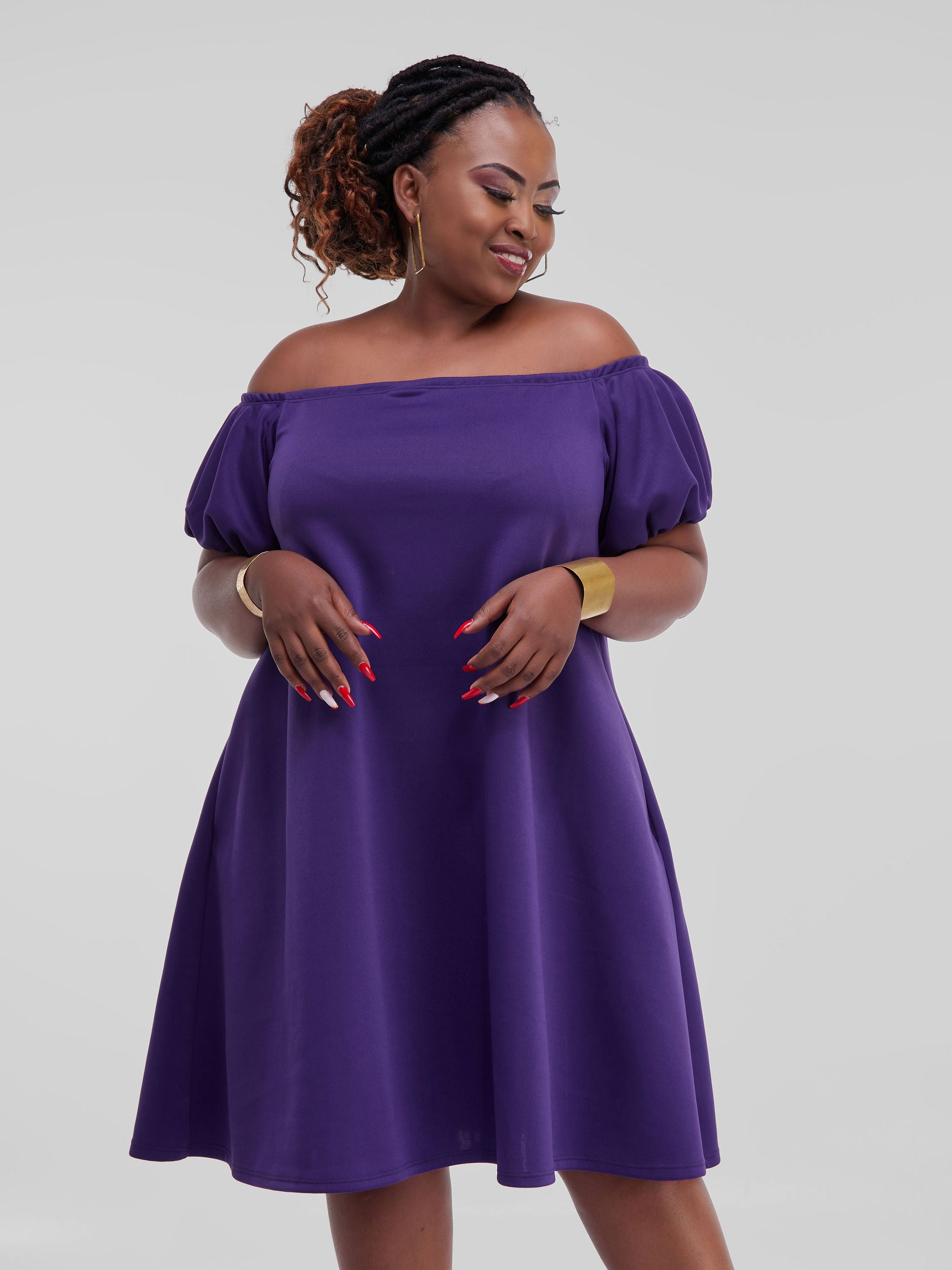 Vivo Hema Off Shoulder Tent Dress - Purple