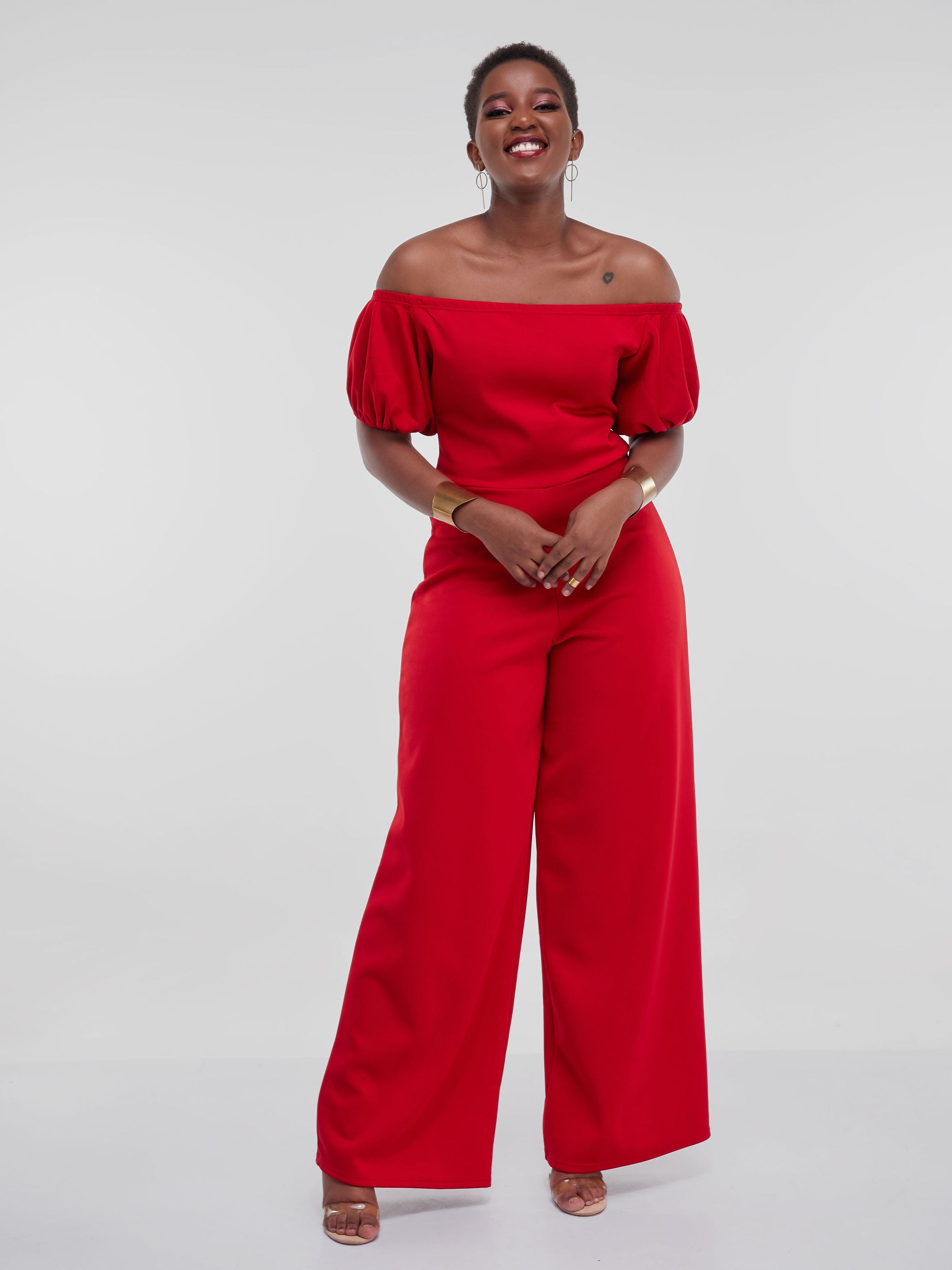 Vivo Hema Off Shoulder Jumpsuit - Red