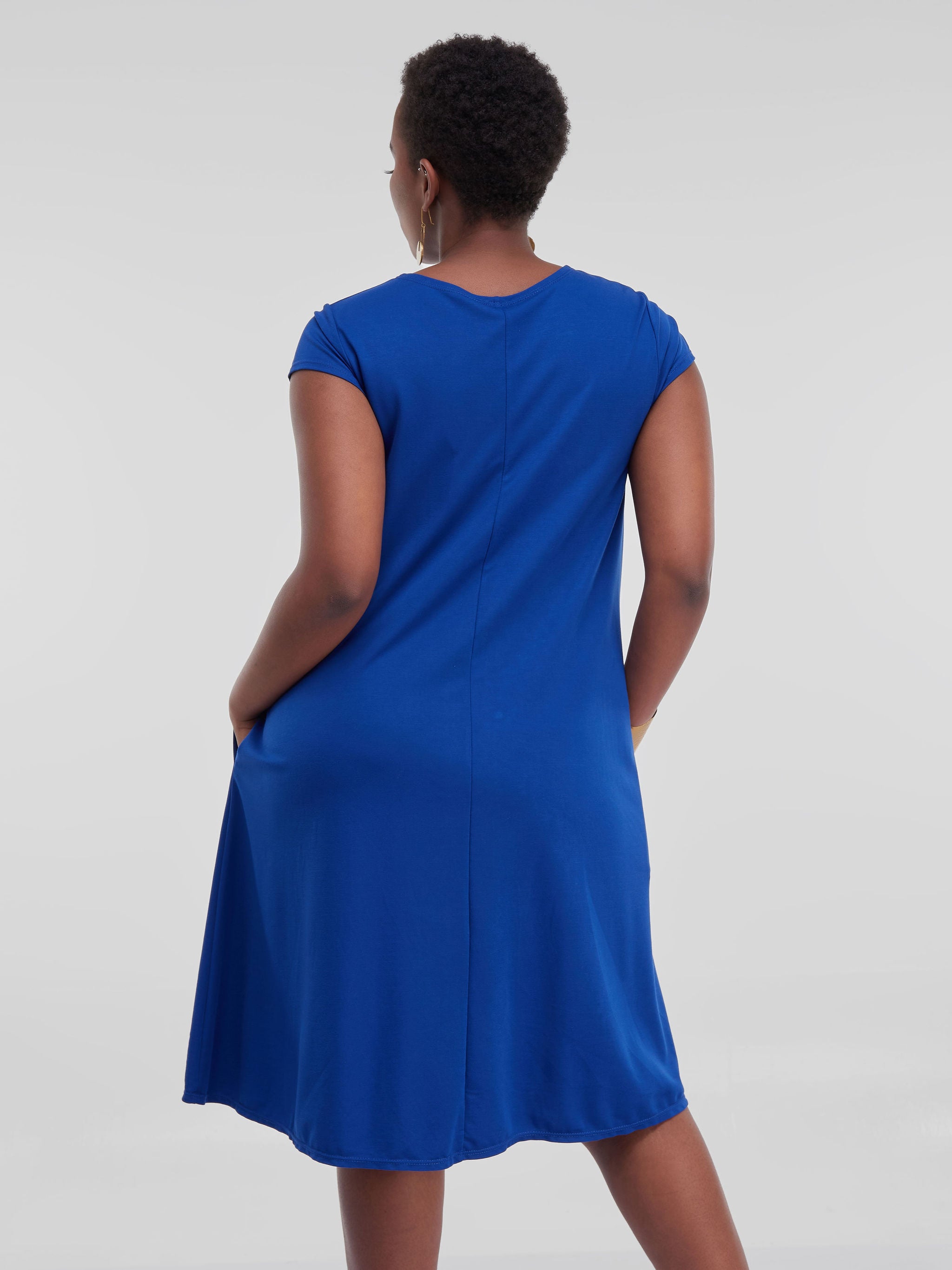 Vivo Basic Kena Tent Knee Length Dress - Royal Blue