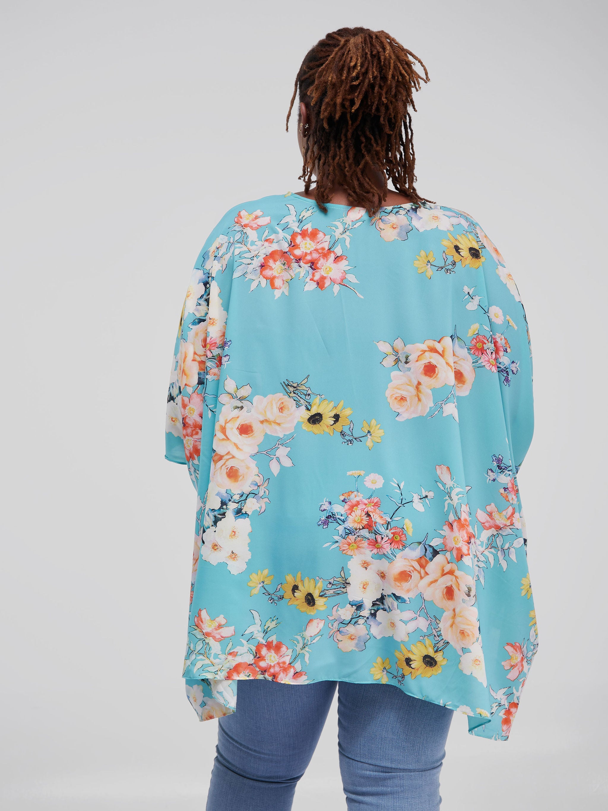 Safari Maisha Wide Loose Top - Pink / Orange Floral Print