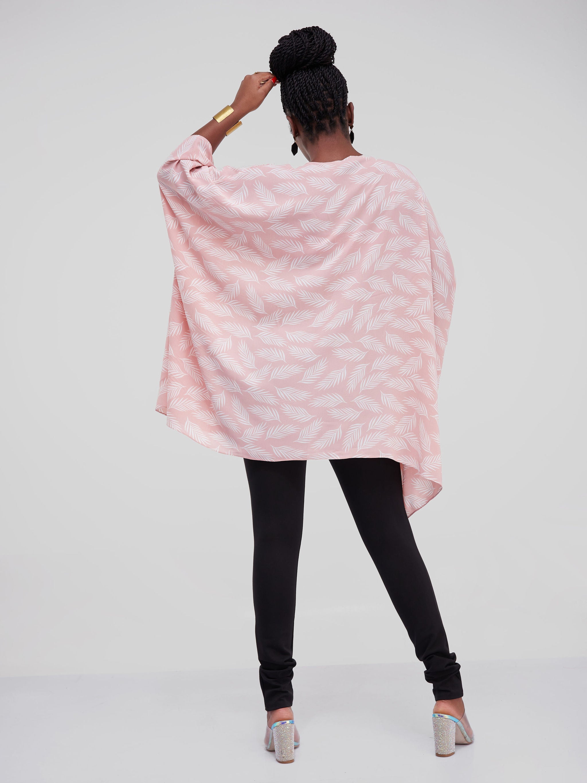 Safari Maisha Wide Loose Top - Coral Leaf Print