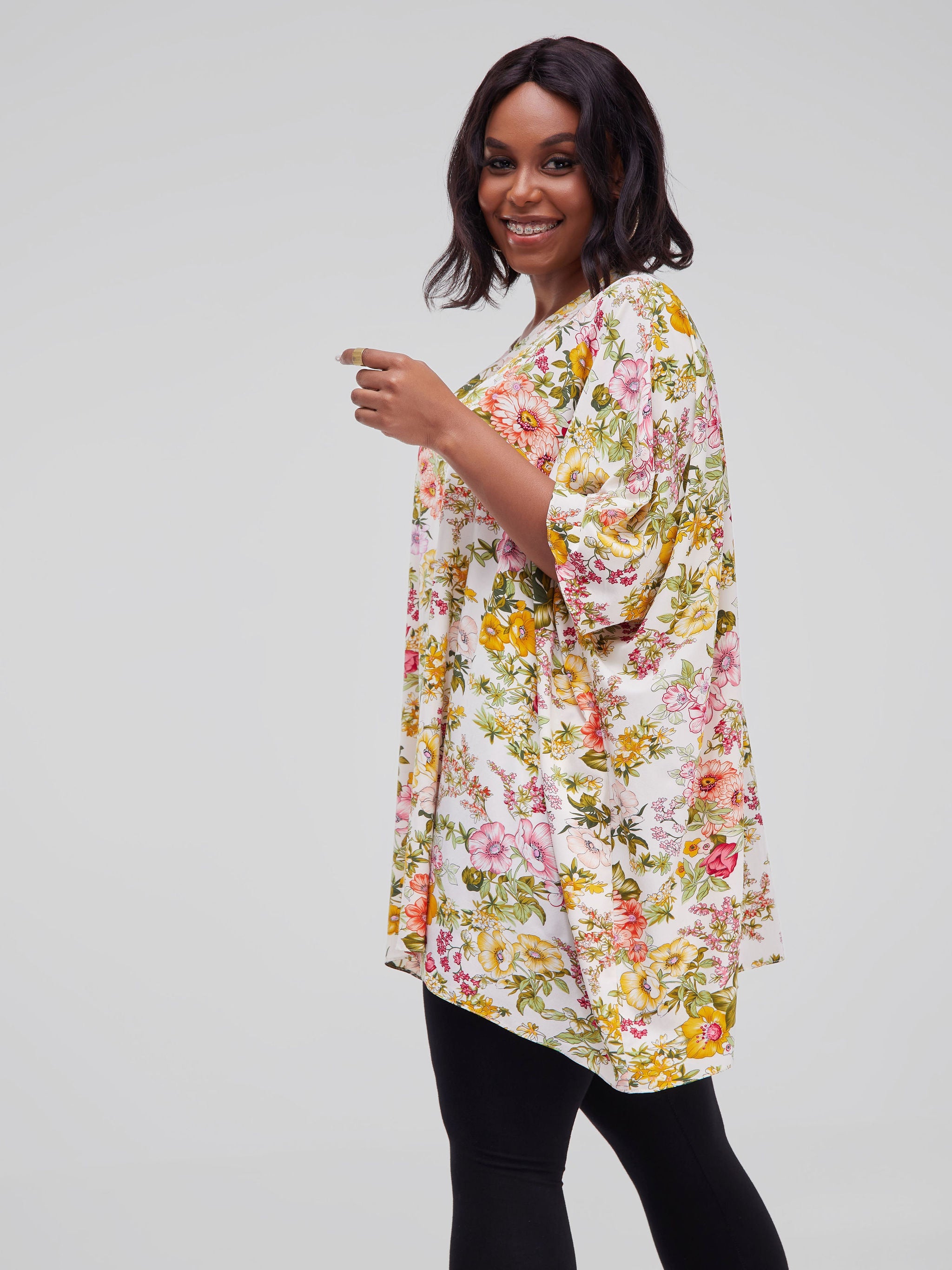 Safari Maisha Wide Loose Top - Multi Floral Print