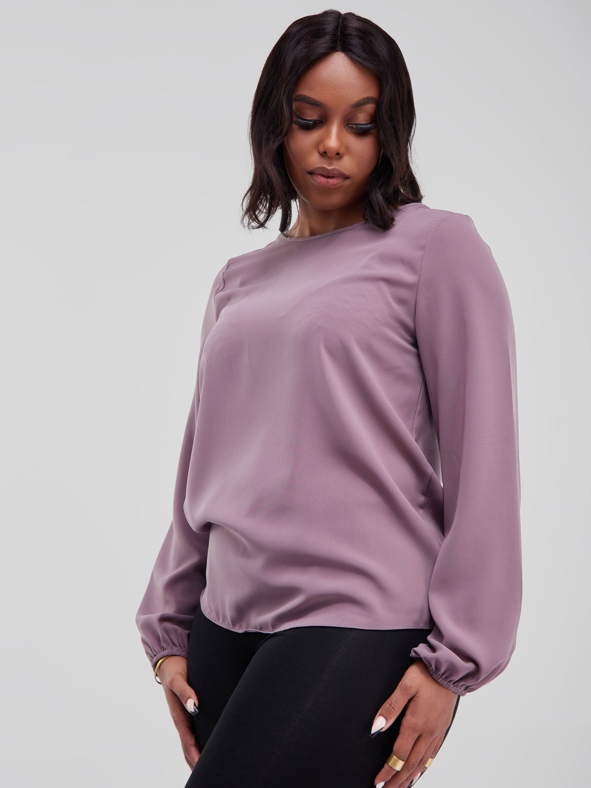 Vivo Basic Long Sleeved Bishop Top - Peach