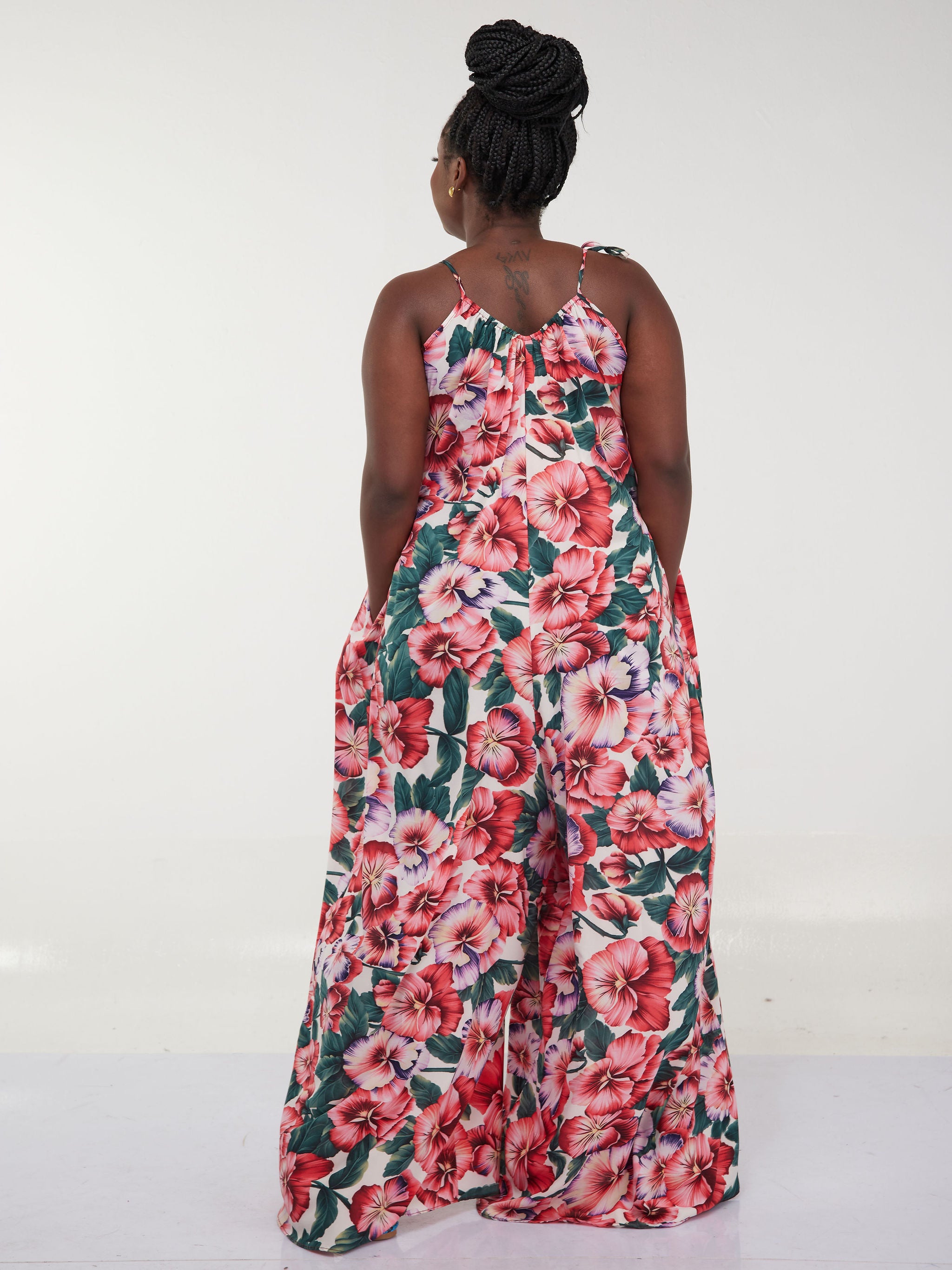 Safari Maisha Strappy Jumpsuit Cover up - Pink Floral Print