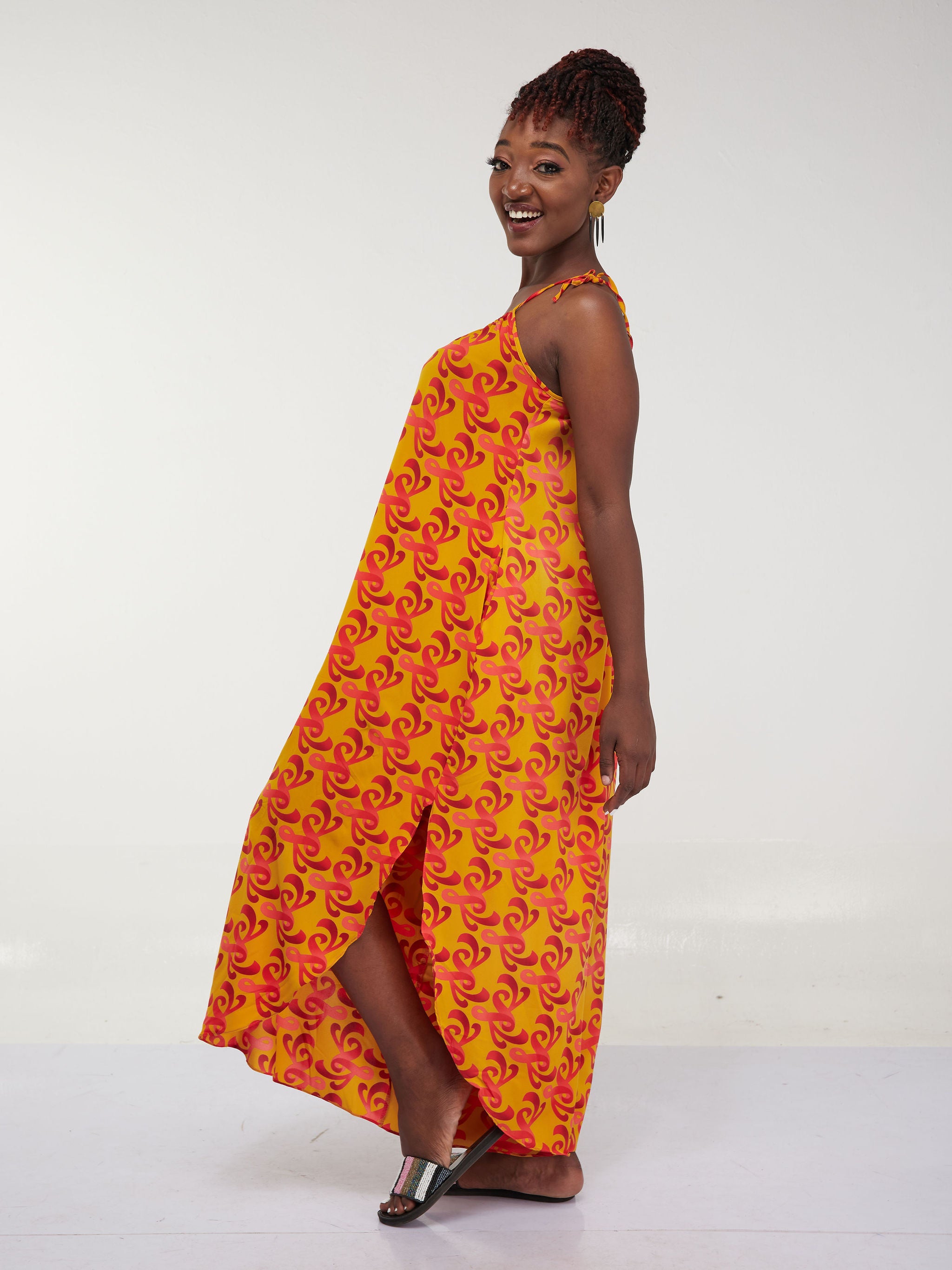 Safari Maisha Strappy Cullote Jumpsuit Coverup - Mustard Print
