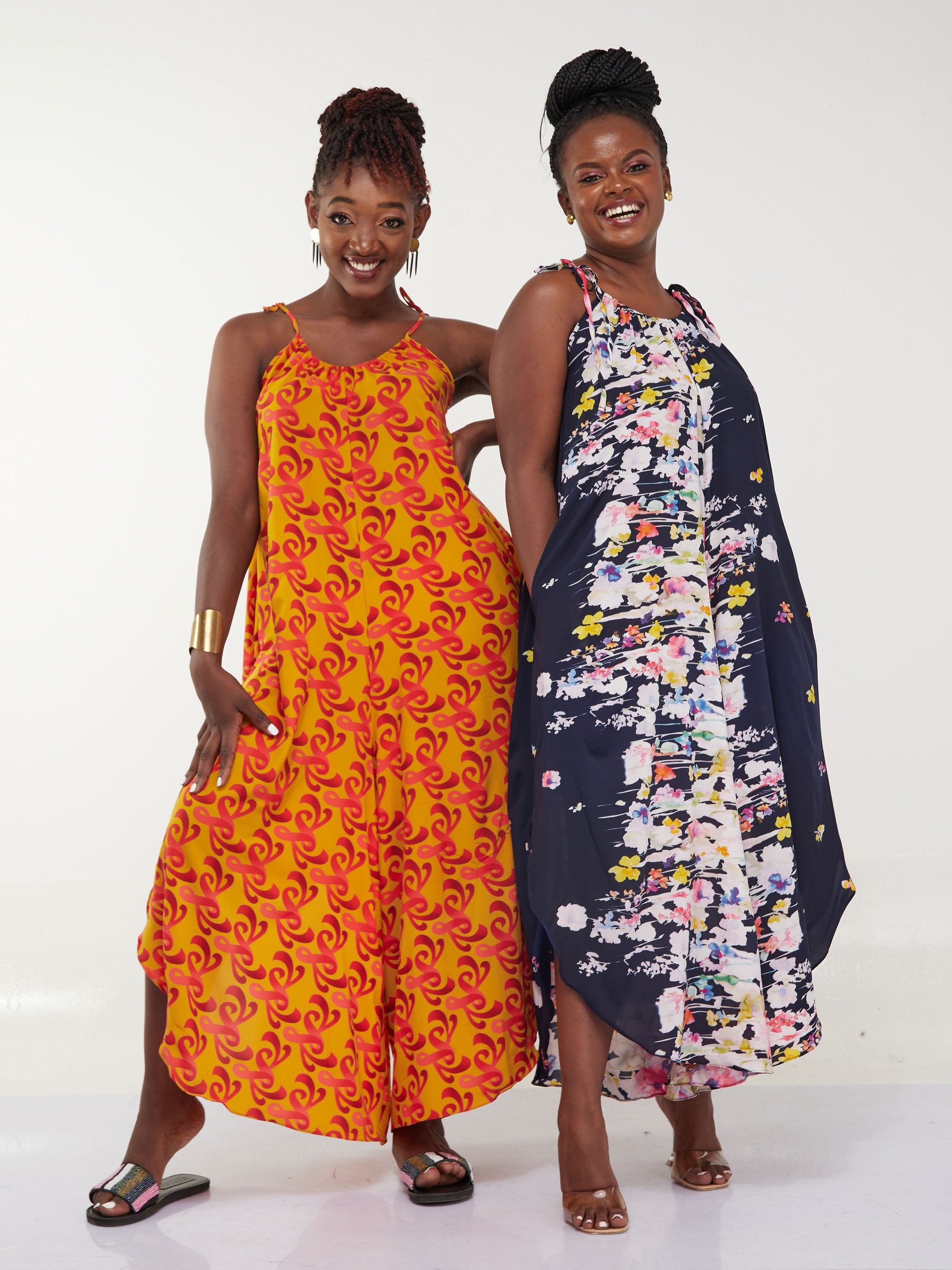 Safari Maisha Strappy Cullote Jumpsuit Coverup - Pink Floral Abstract Print