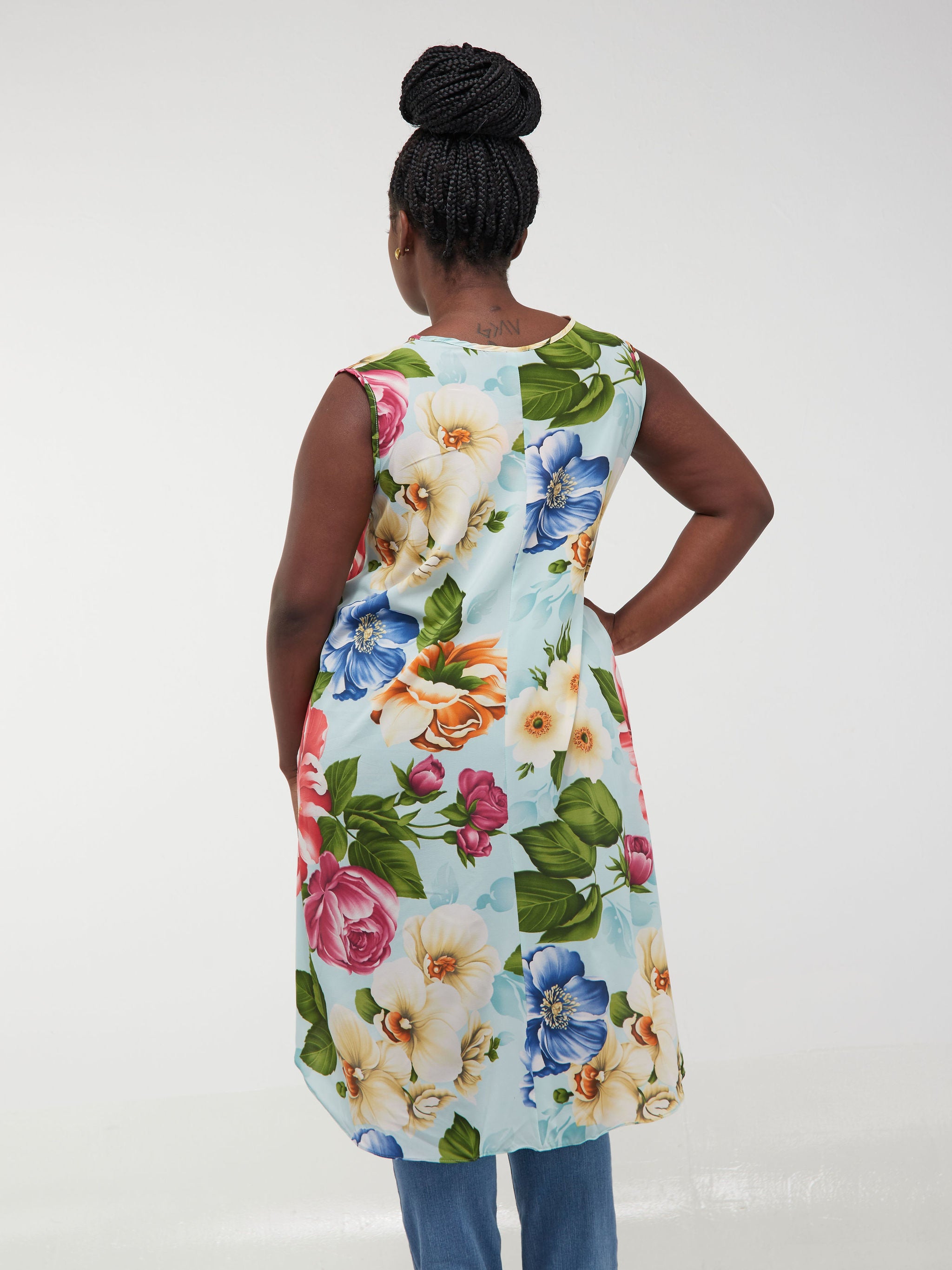 Safari Maisha Sleeveless Hi Low Top - Pink Floral Print