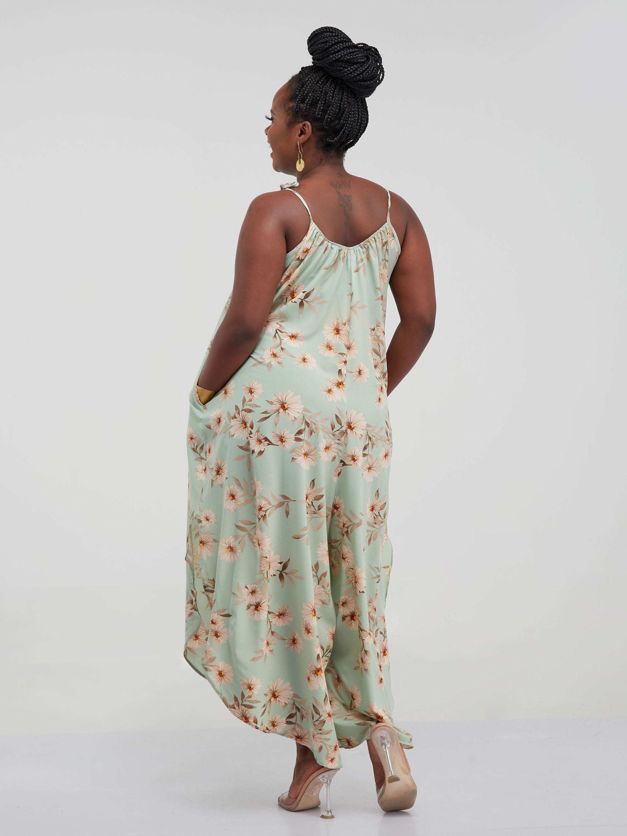 Safari Maisha Strappy Cullote Jumpsuit Coverup - Mint Daisy Print