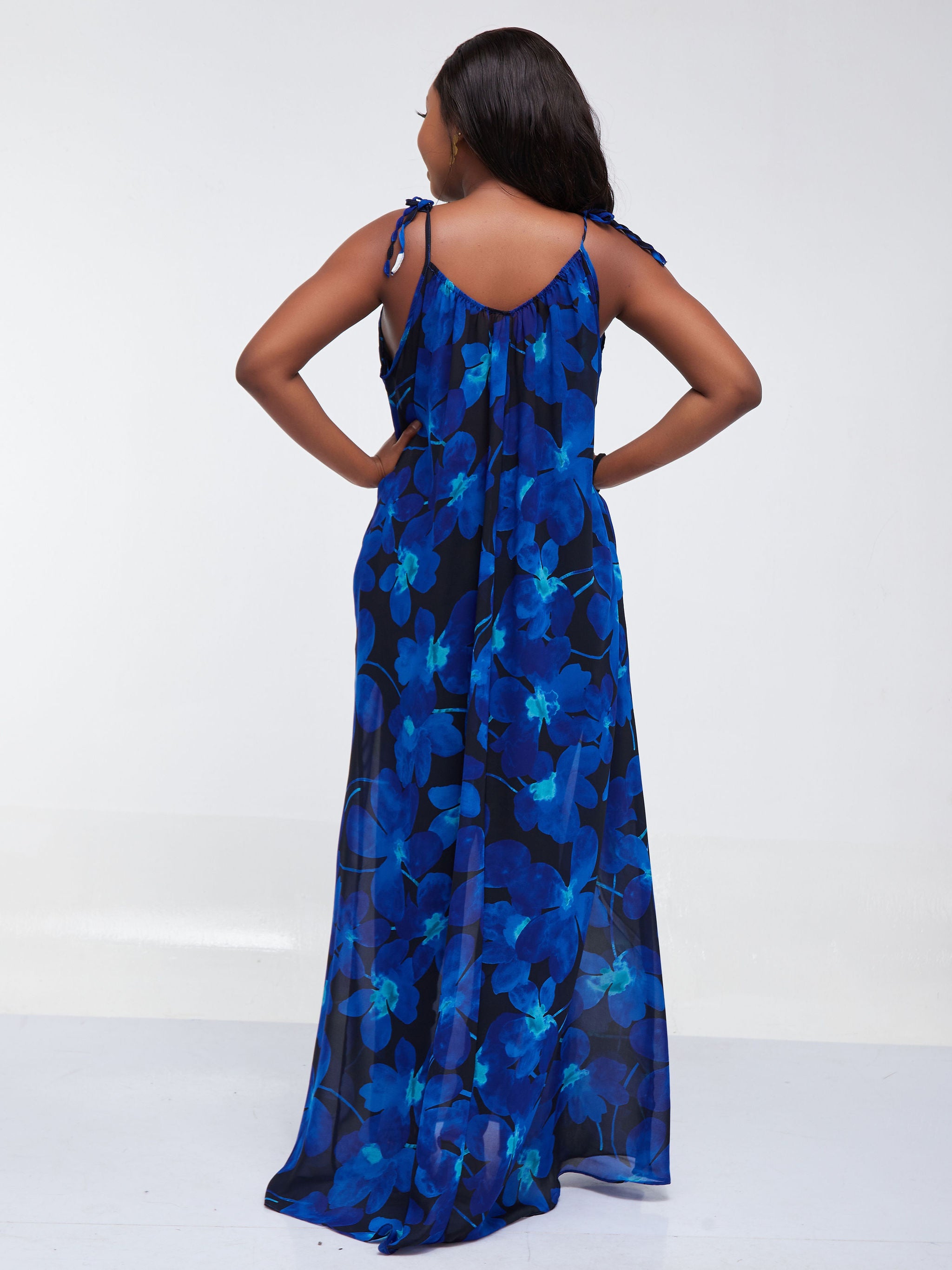 Safari Maisha Strappy Maxi Cover-Up Dress - Black Floral Print