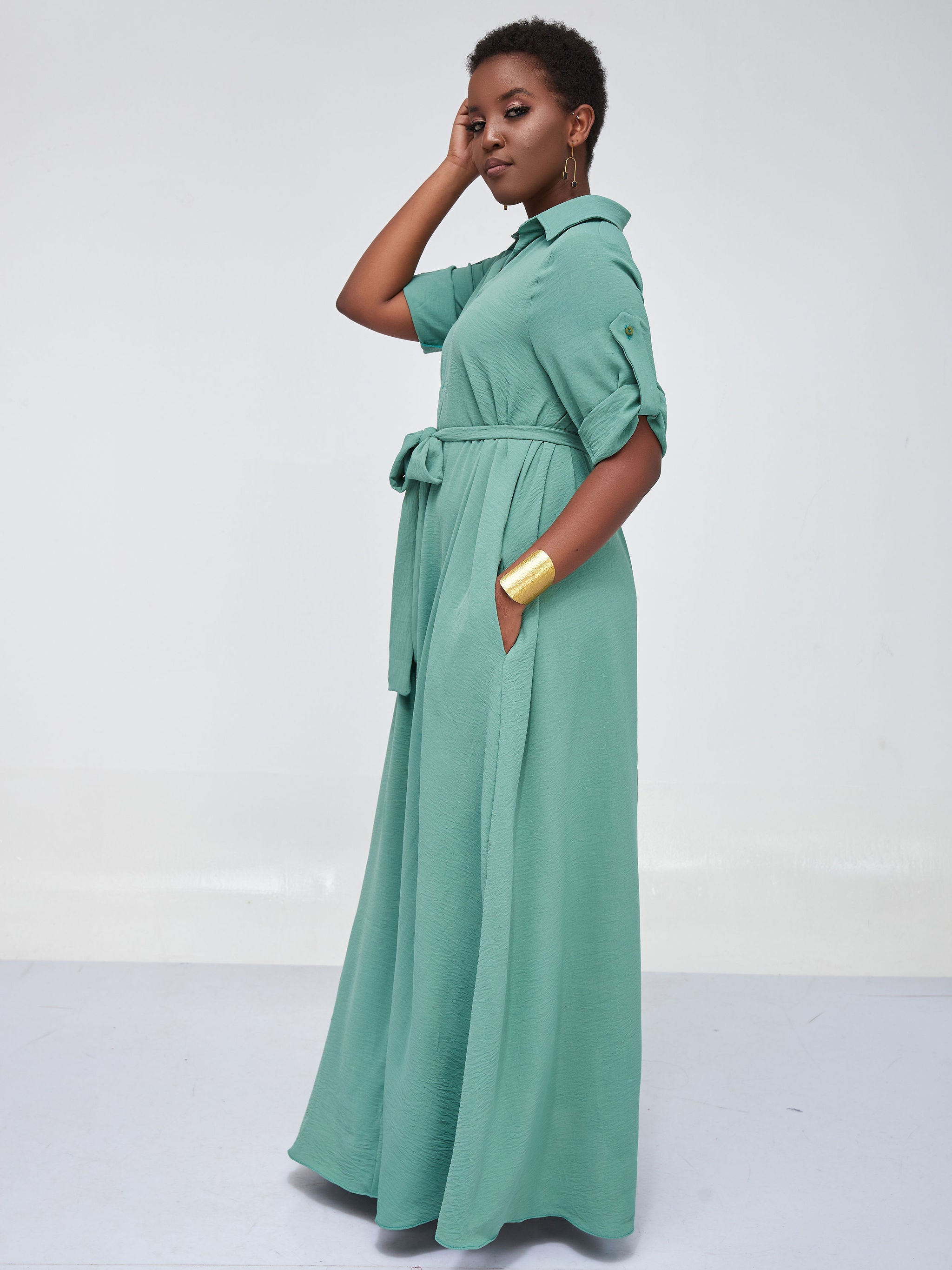 Vivo Dayo Maxi Shirt Dress Mint Green Vivo Fashion Group Kenya