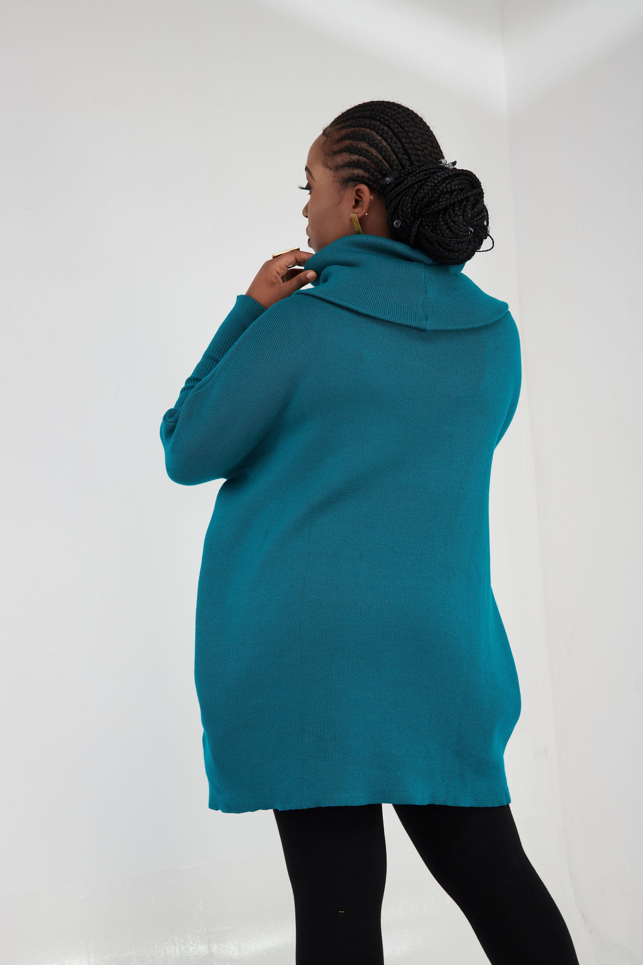 Vivo Cowl Sweater Top - Teal