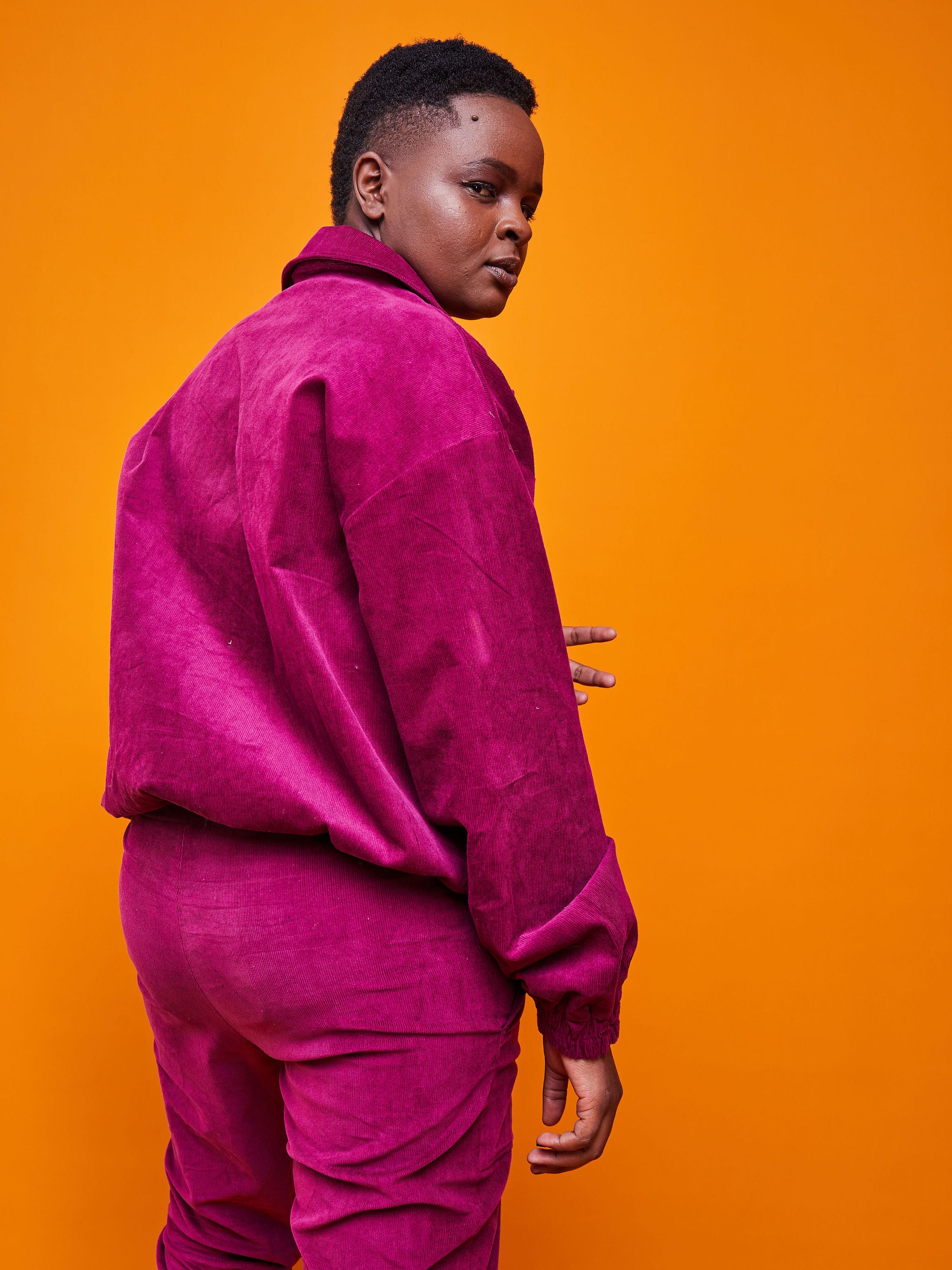 Zoya Brave Cordudoy Bomber Jacket - Raspberry