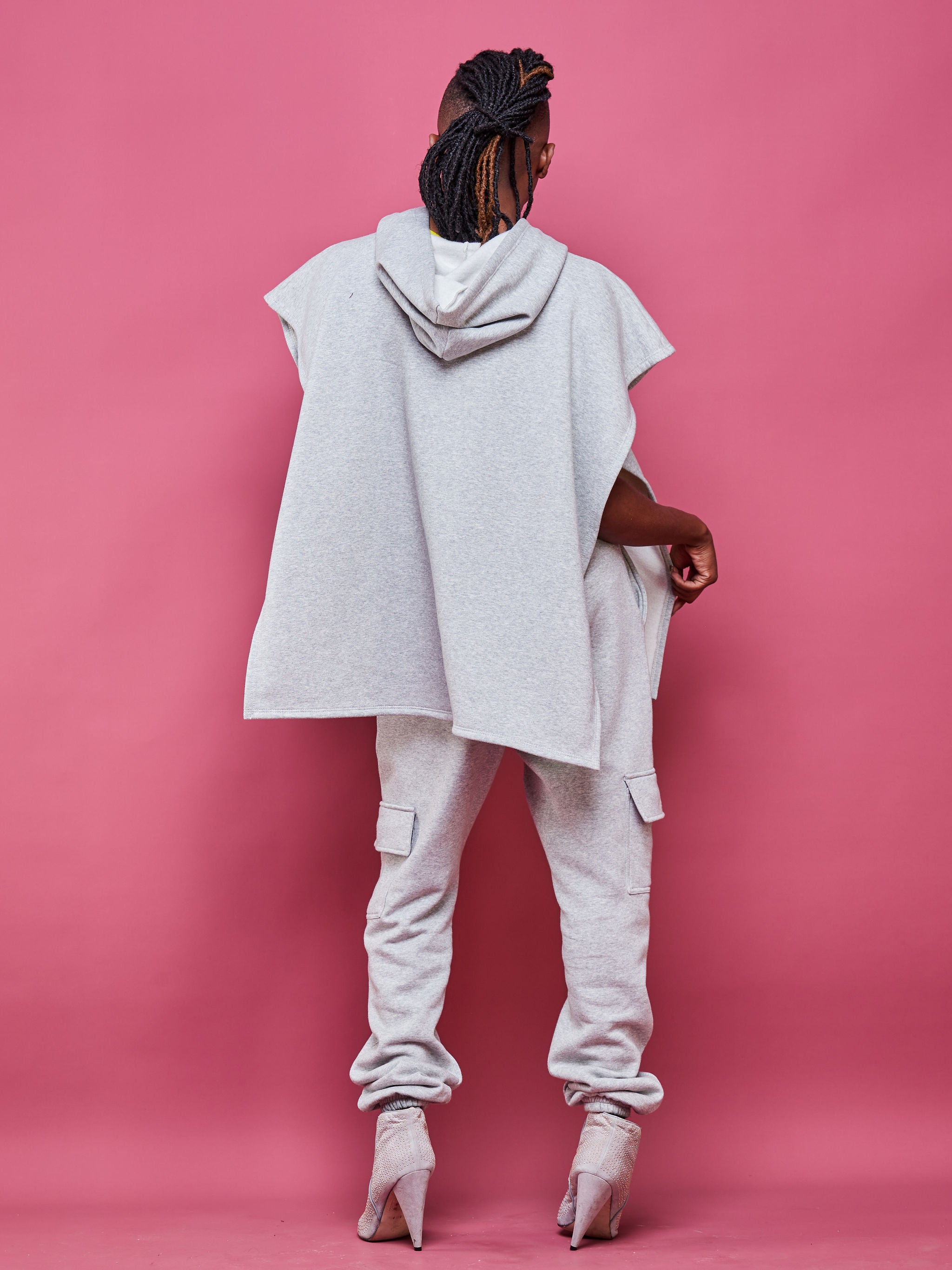 Zoya Brave Fleece Hoodie Poncho - Grey