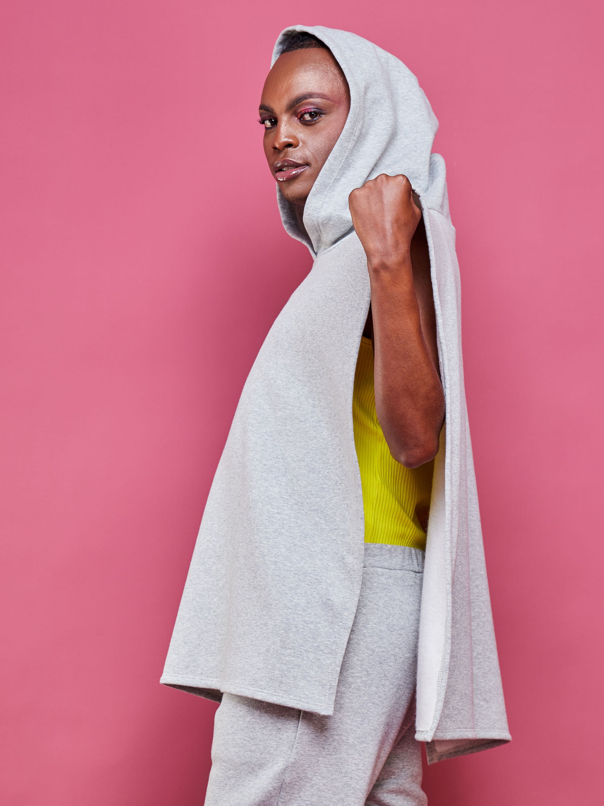 Zoya Brave Fleece Hoodie Poncho - Grey