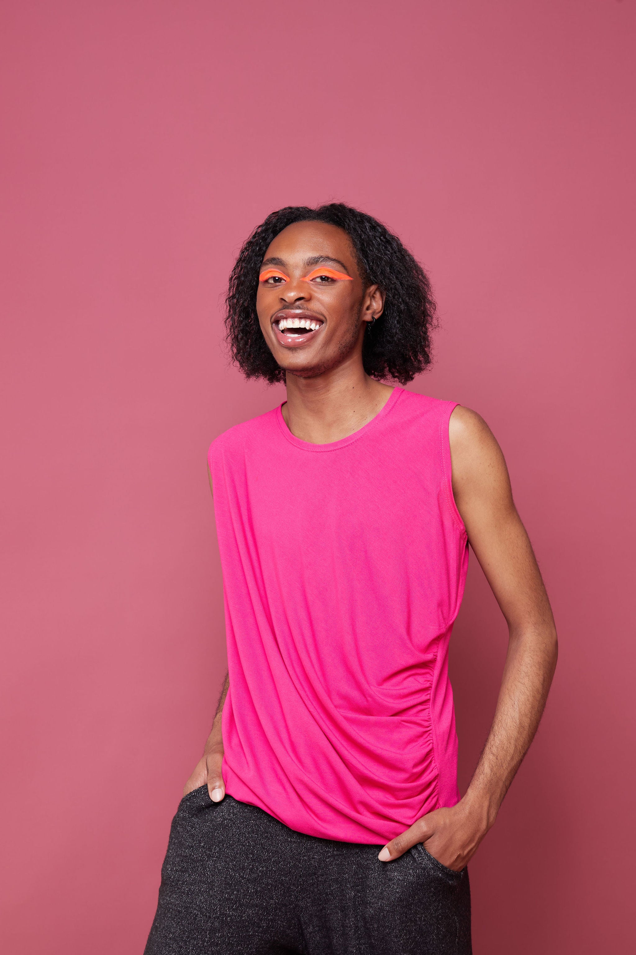 Zoya Brave Asymmetrical Side Drape Top - Pink