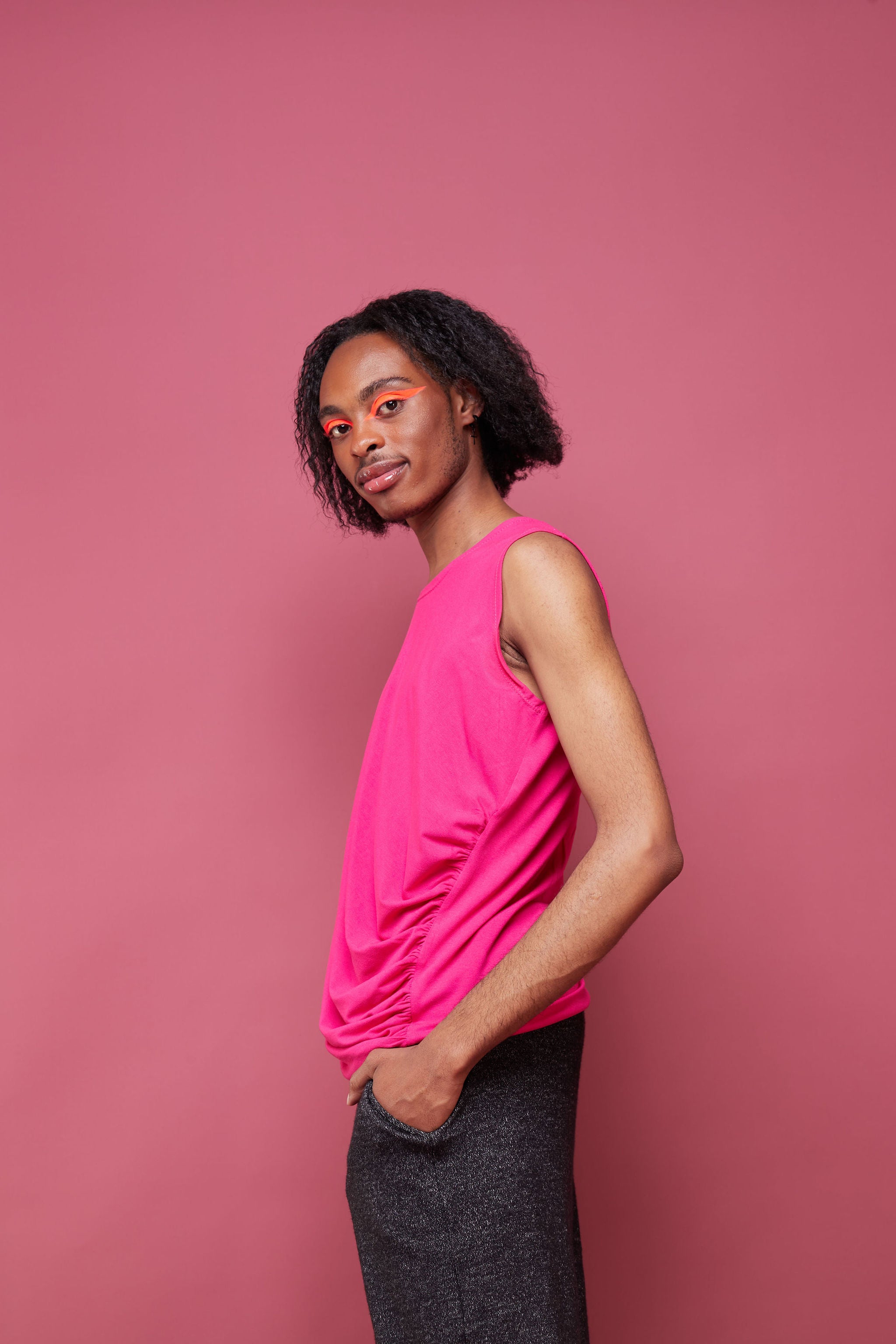 Zoya Brave Asymmetrical Side Drape Top - Pink