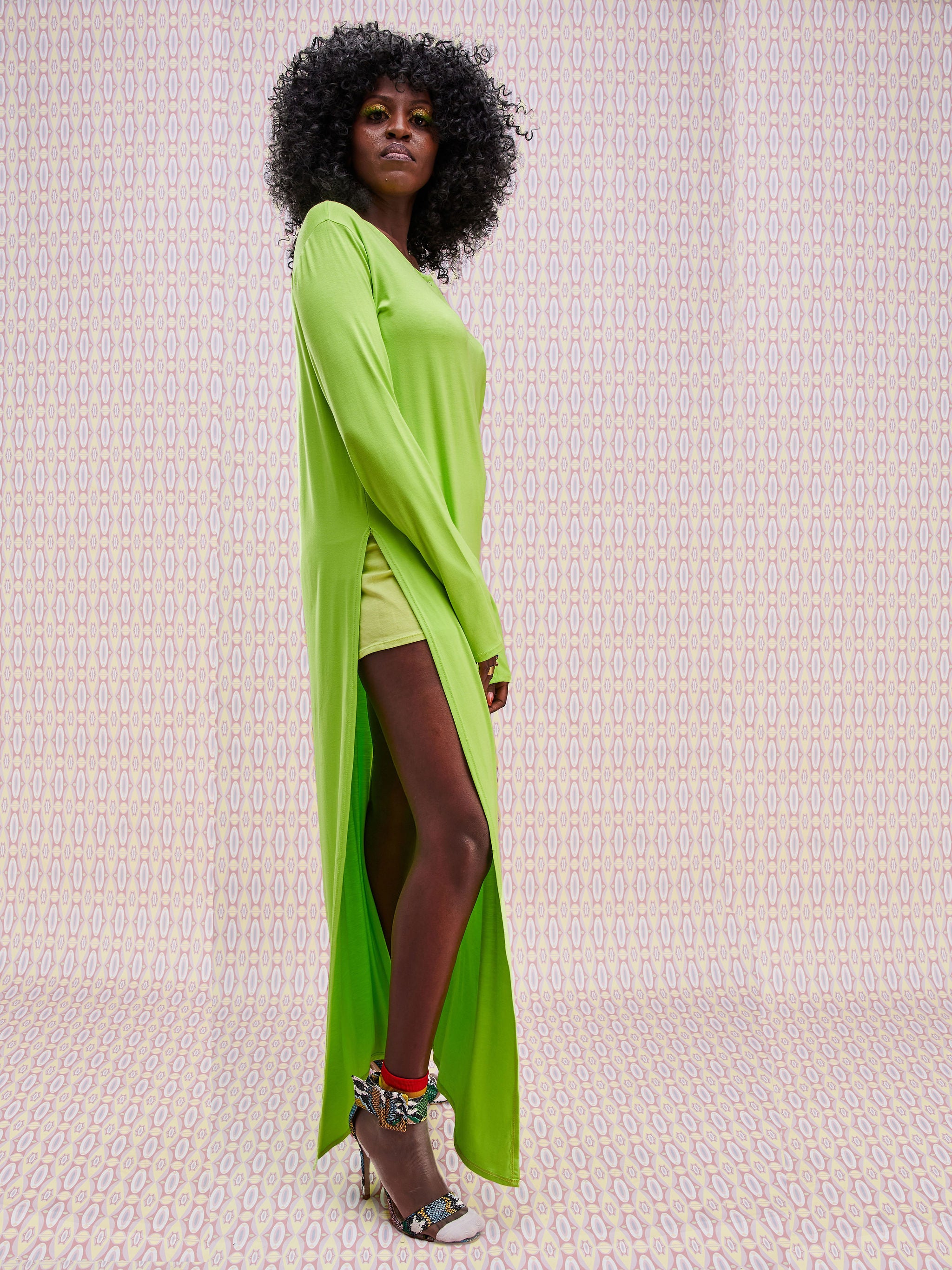 Zoya Brave Maxi Slit Top - Lime Green