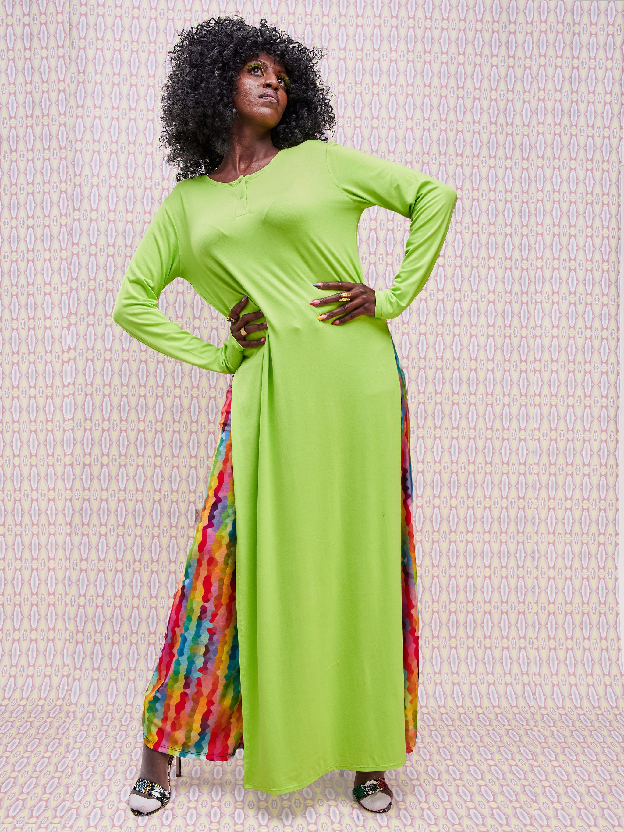 Zoya Brave Maxi Slit Top - Lime Green