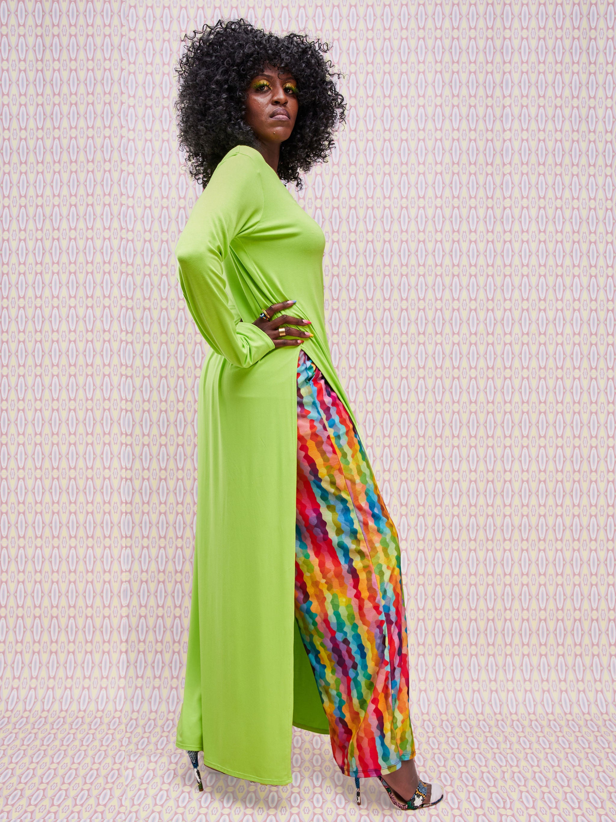 Zoya Brave Maxi Slit Top - Lime Green